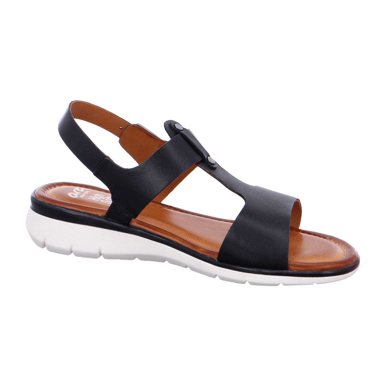 ARA KRETA Women's Ankle Strap Sandals in Smooth Black Leather