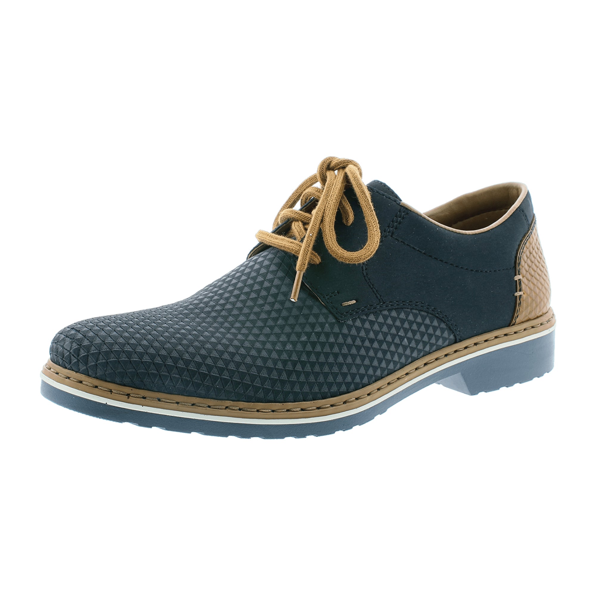 Rieker Blue Lace-Up Comfort Shoes for Men with Shock Absorbing Sole
