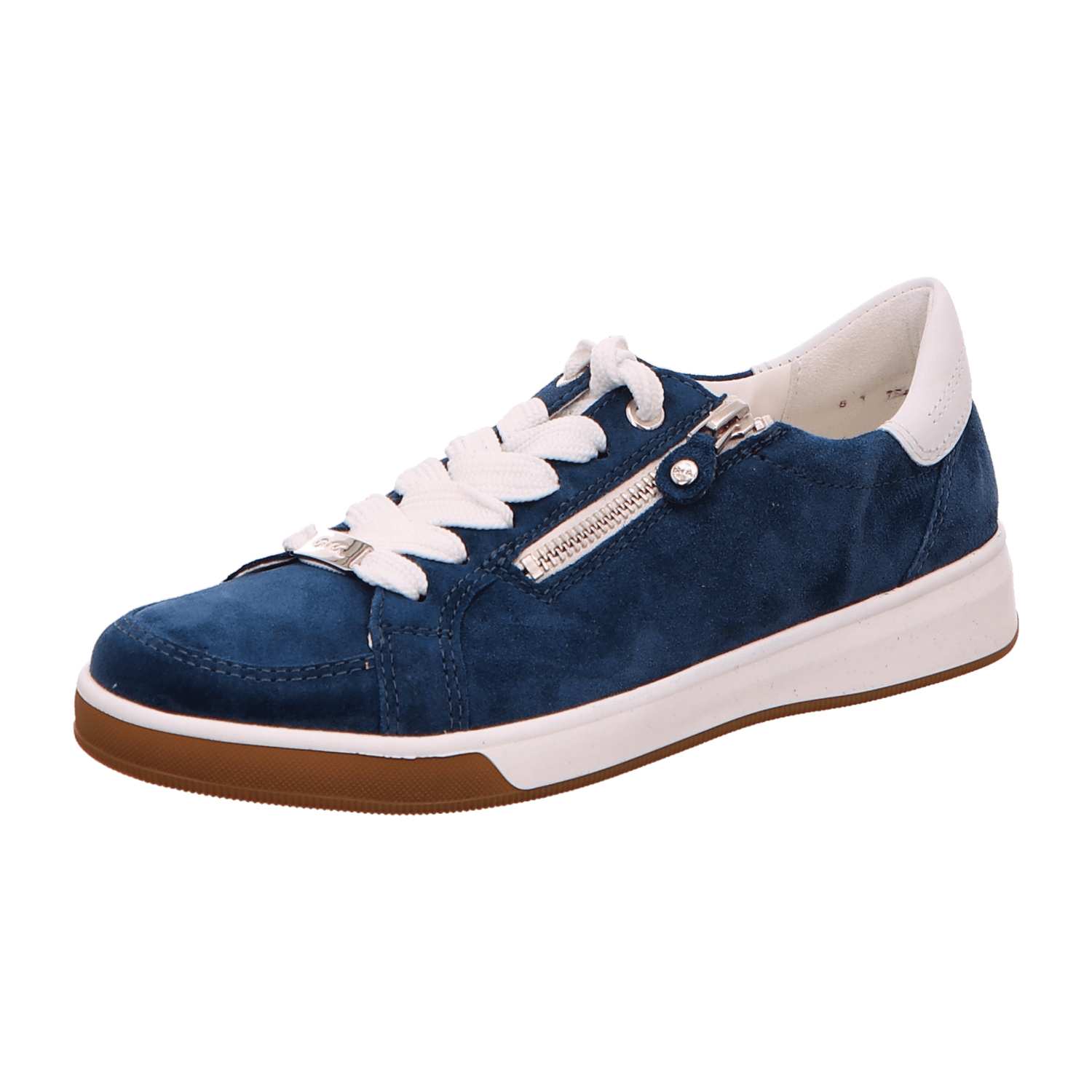 ARA ROM Women's Sneakers in Blue Nubuck Leather with Lace-Up Closure and Round Toe