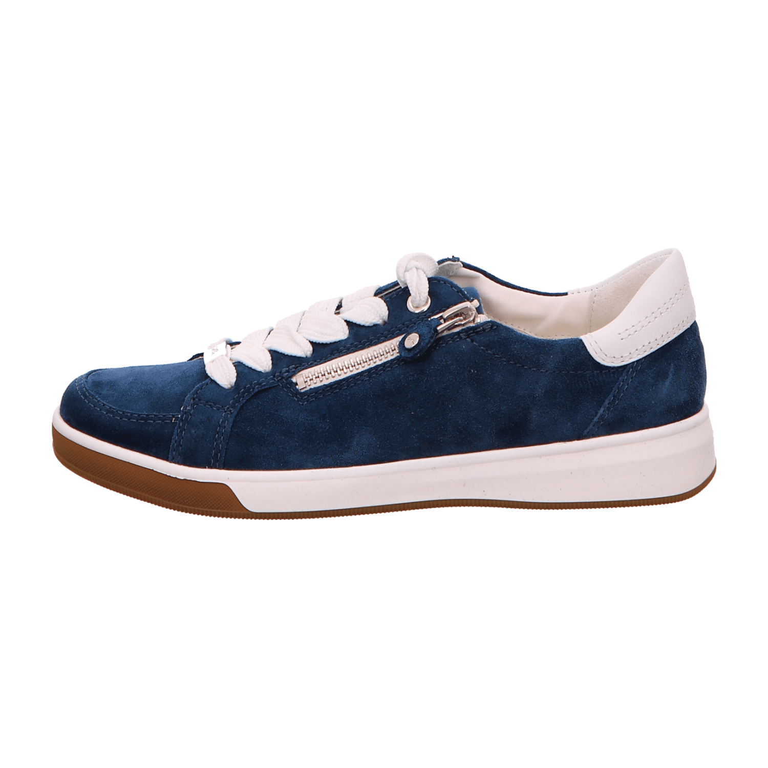 ARA ROM Women's Sneakers in Blue Nubuck Leather with Lace-Up Closure and Round Toe