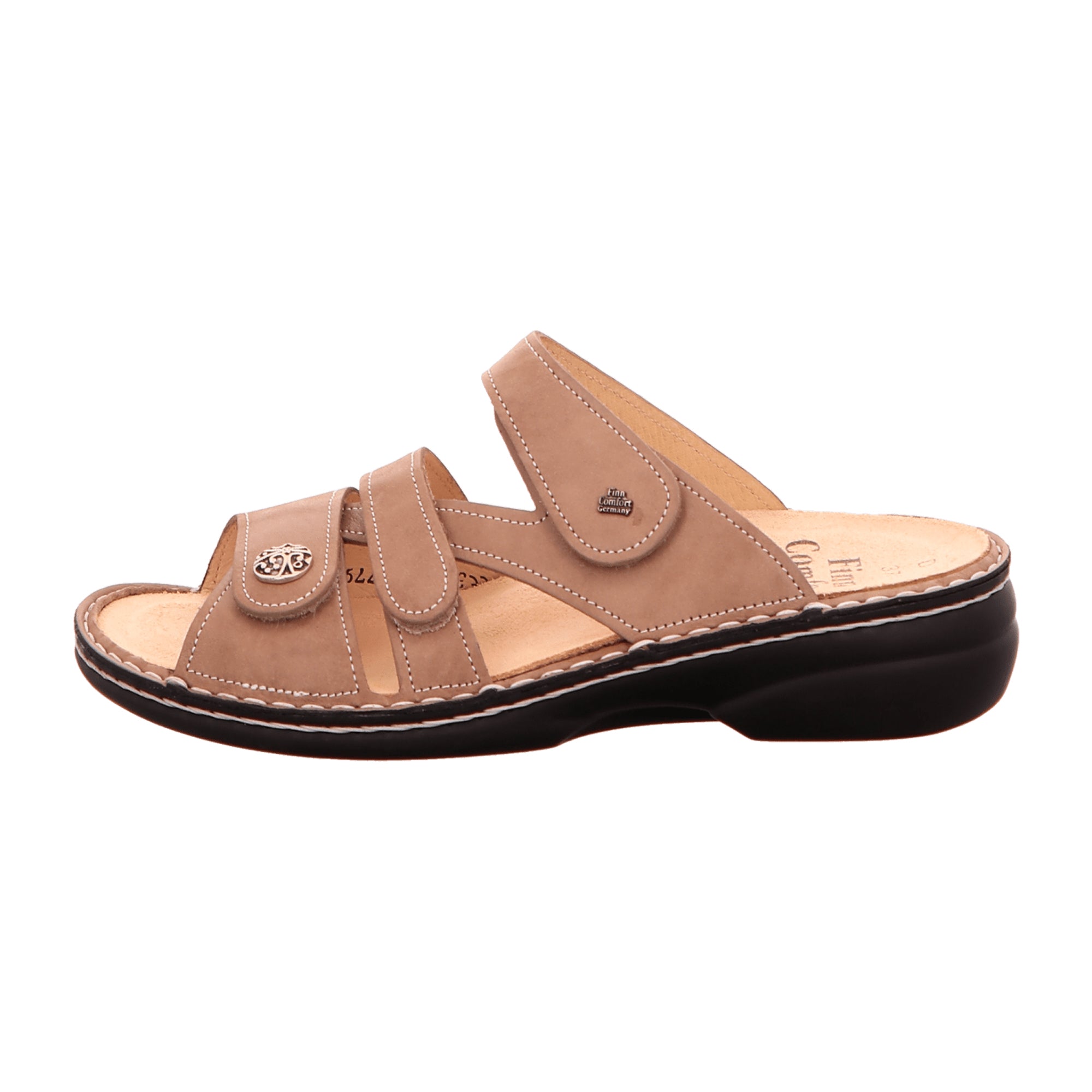 Finn Comfort Ventura-Soft Beige Sandals for Women - Comfortable Leather Slides with Adjustable Straps and Removable Insoles
