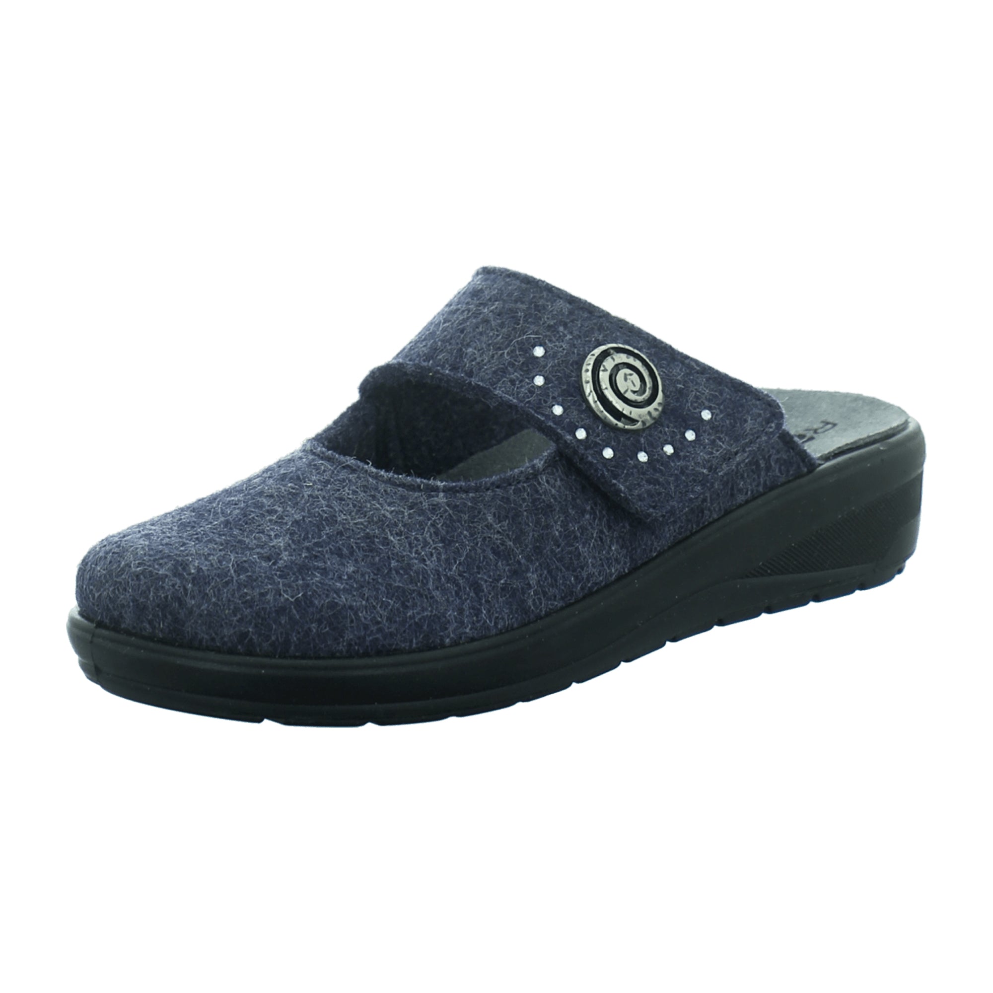 Rohde Women's Slippers with Removable Footbed Blue Warm Felt Winter Shoes