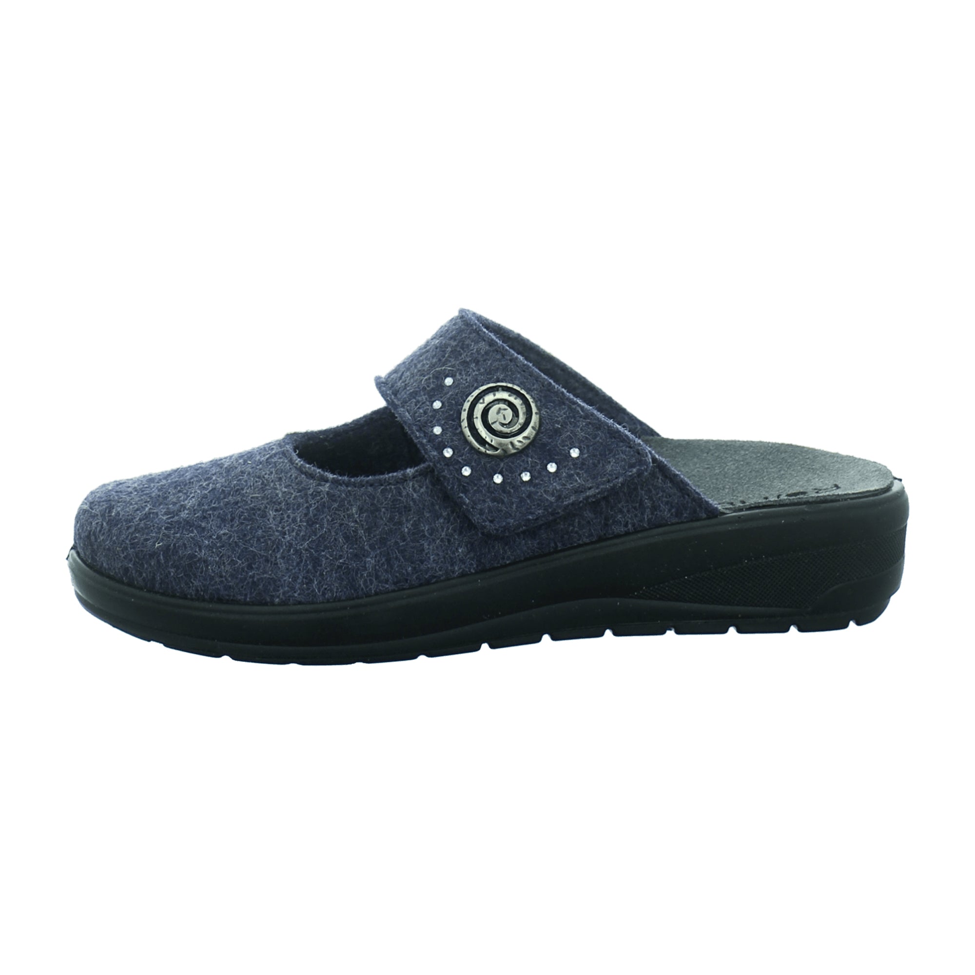 Rohde Women's Slippers with Removable Footbed Blue Warm Felt Winter Shoes