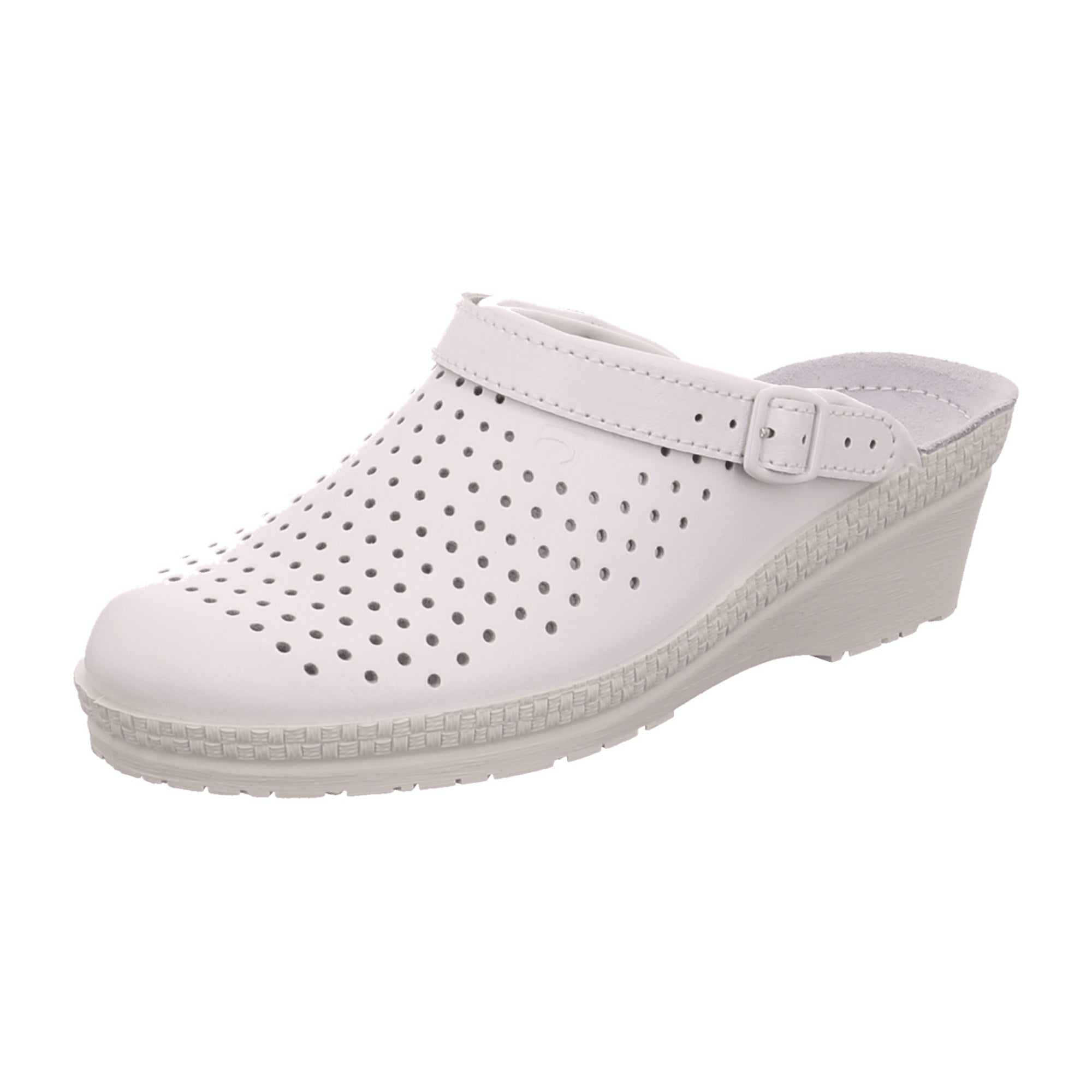 Rohde Women's White Leather Slippers with Padded Insole and Rubber Sole