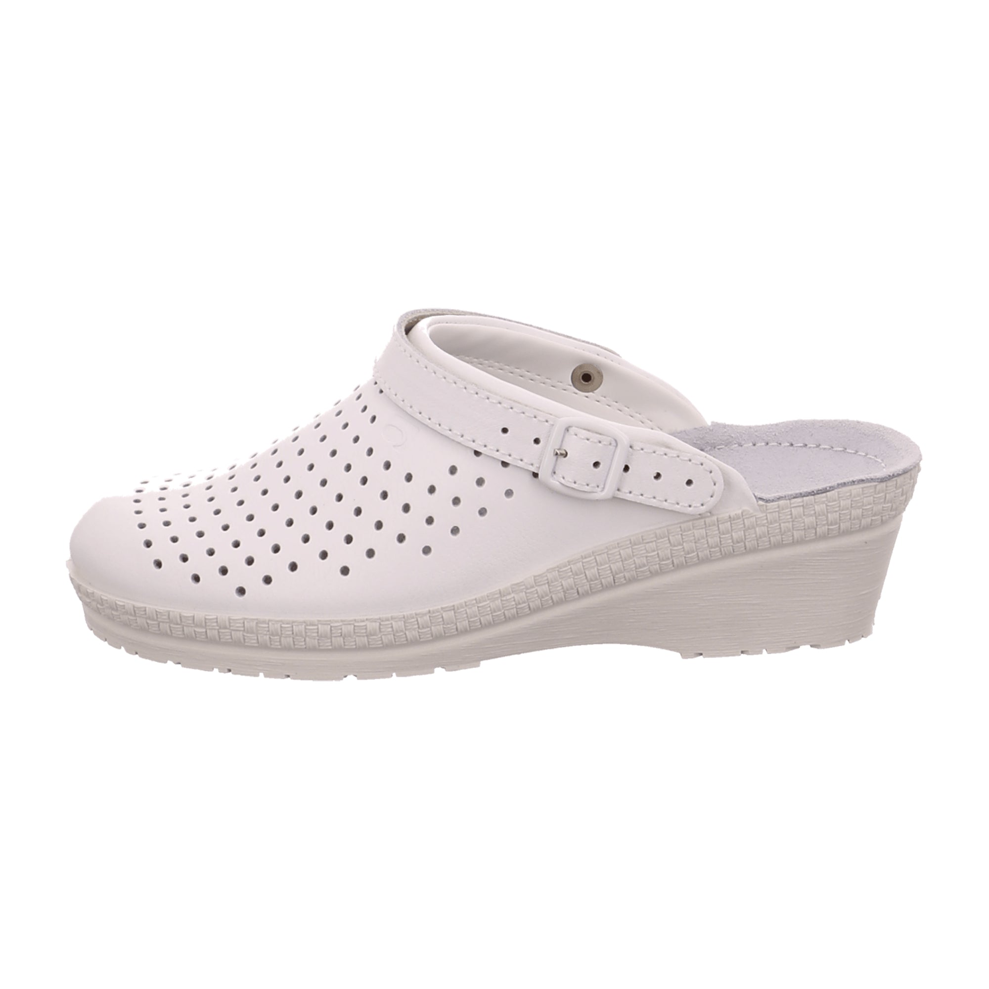 Rohde Women's White Leather Slippers with Padded Insole and Rubber Sole