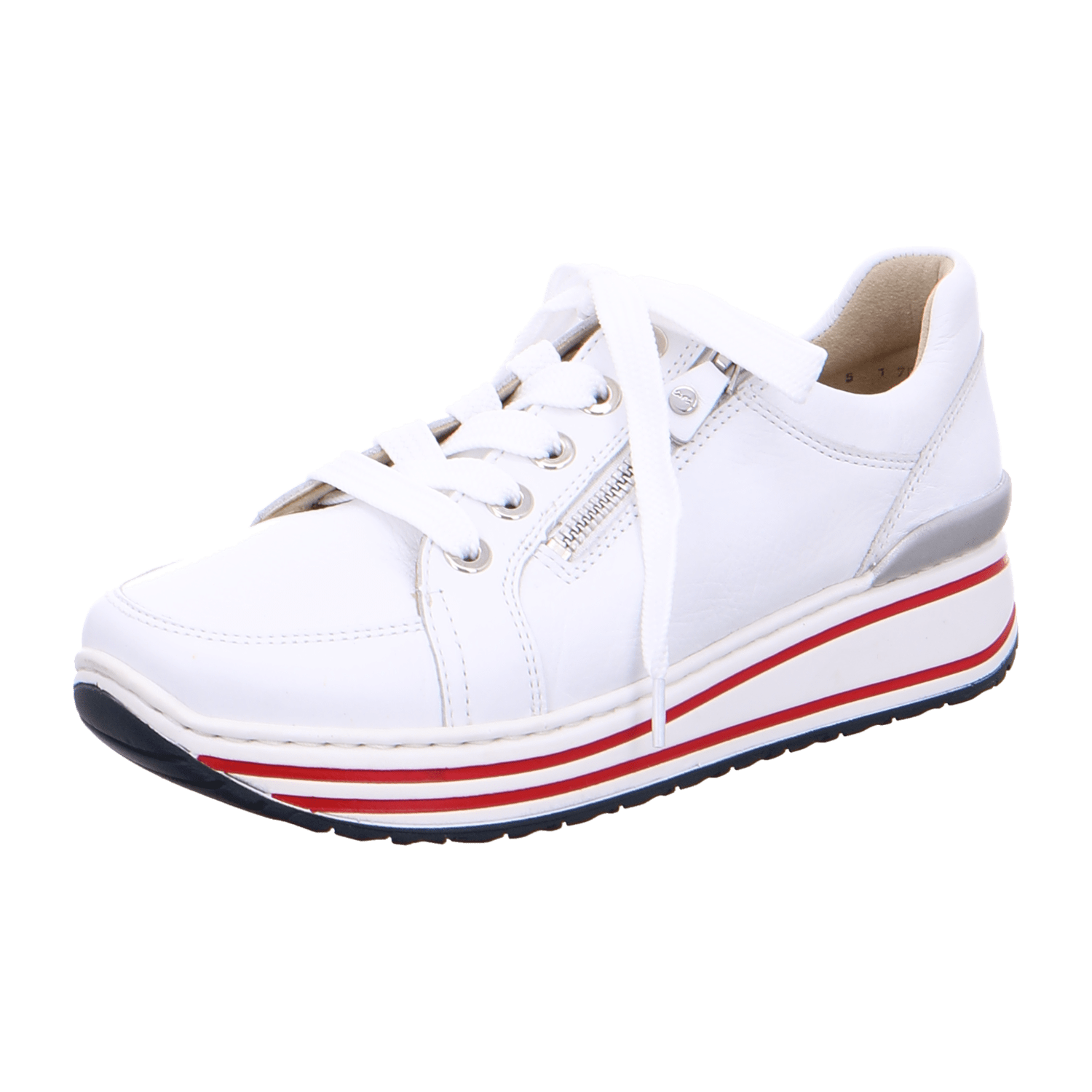 ARA SAPPORO Women's Leather Sneakers in White with Lace-Up Closure and Cold Weather Lining