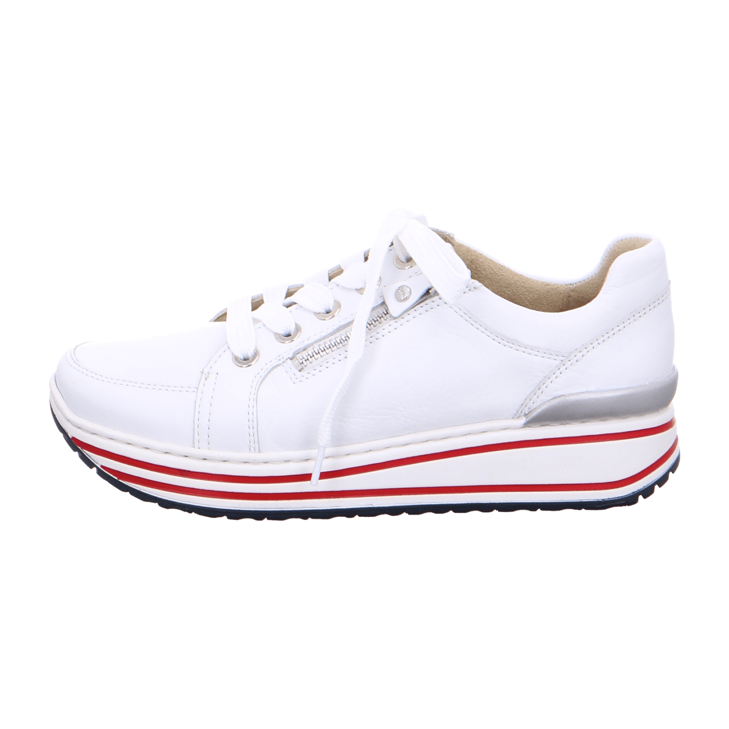 ARA SAPPORO Women's Leather Sneakers in White with Lace-Up Closure and Cold Weather Lining