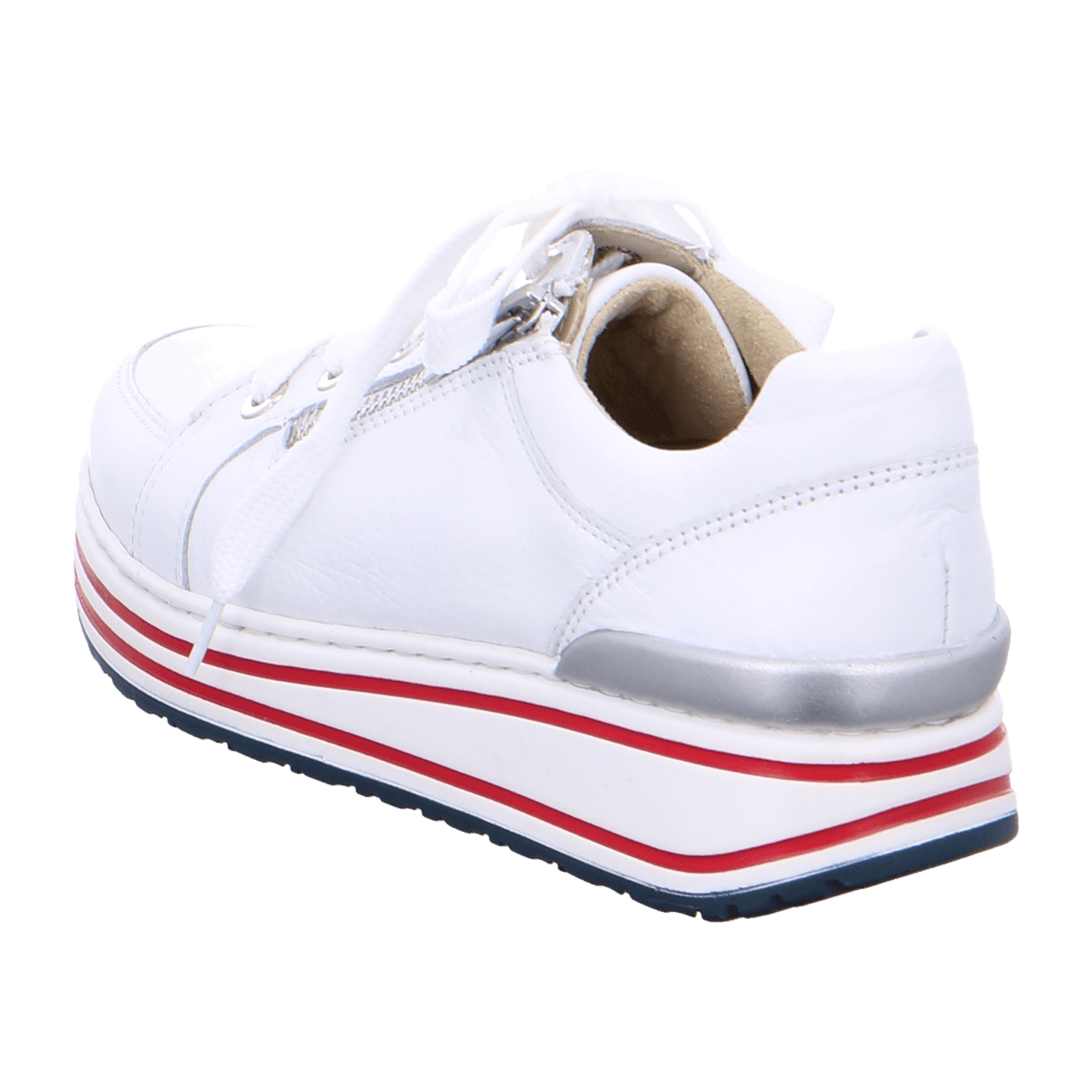 ARA SAPPORO Women's Leather Sneakers in White with Lace-Up Closure and Cold Weather Lining