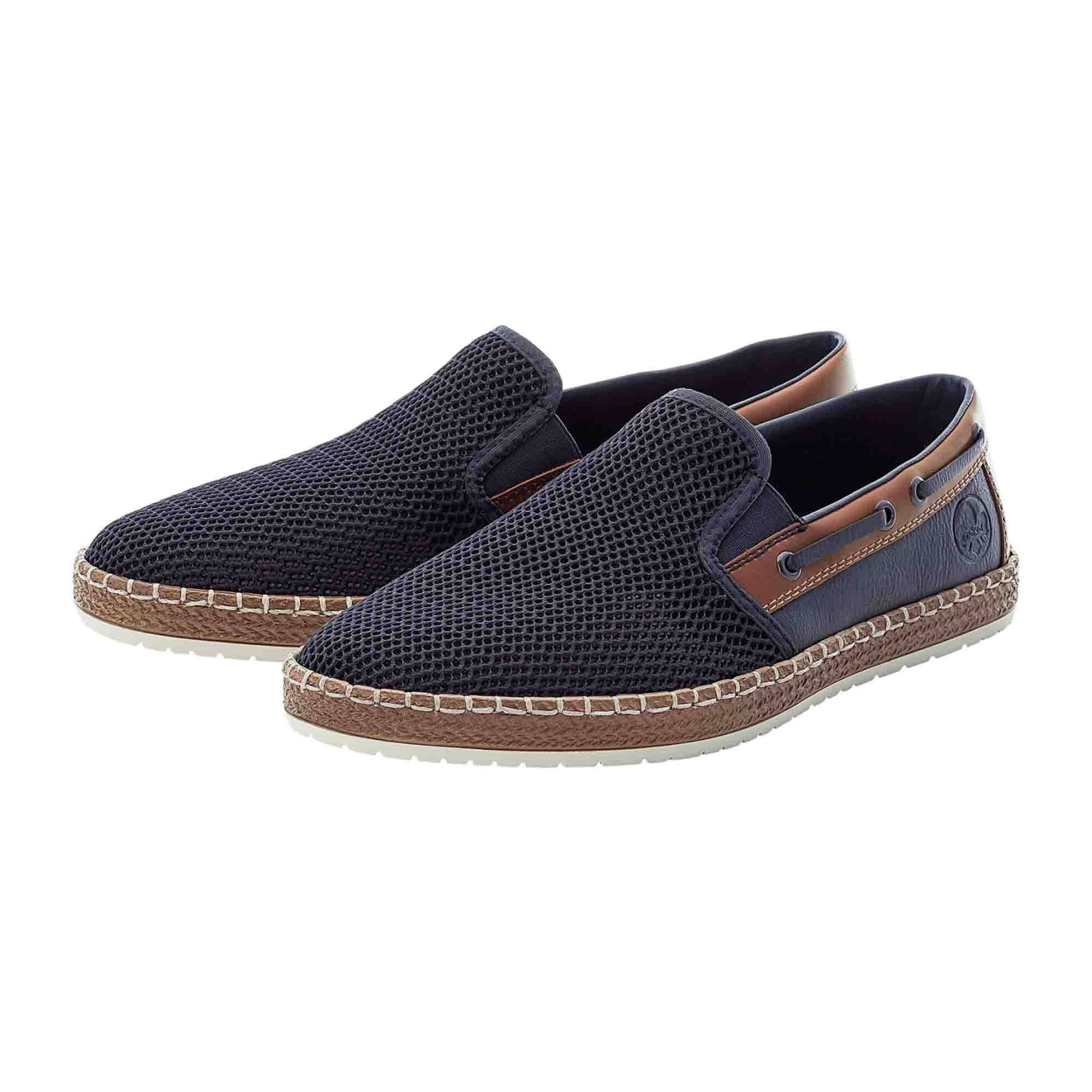 Rieker Men's Blue Slip-On Shoes Comfortable Lightweight Casual Footwear