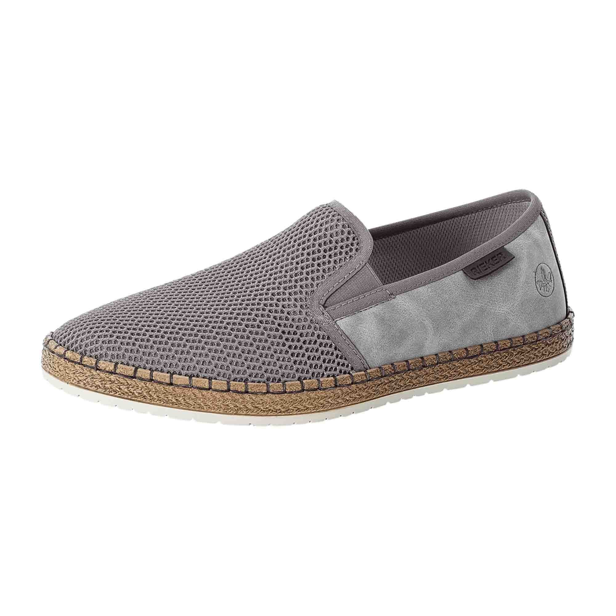 Rieker B5265-43 Mens Grey Slip-On Shoes with Comfort Fit and Shock Absorption