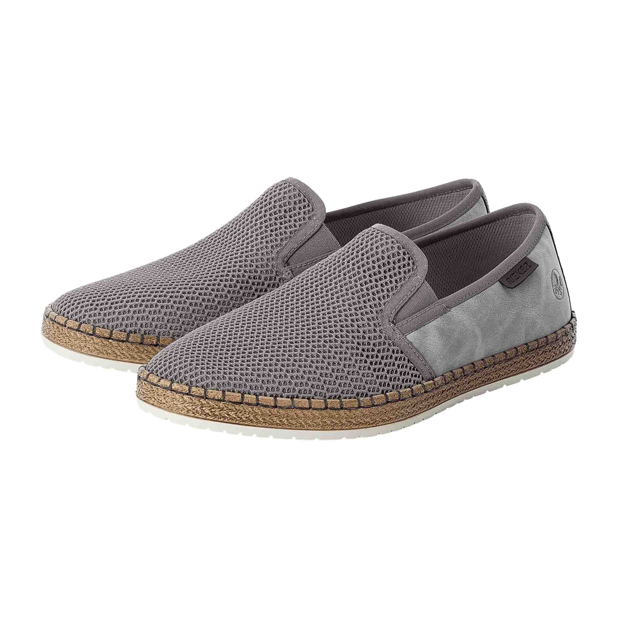 Rieker B5265-43 Mens Grey Slip-On Shoes with Comfort Fit and Shock Absorption