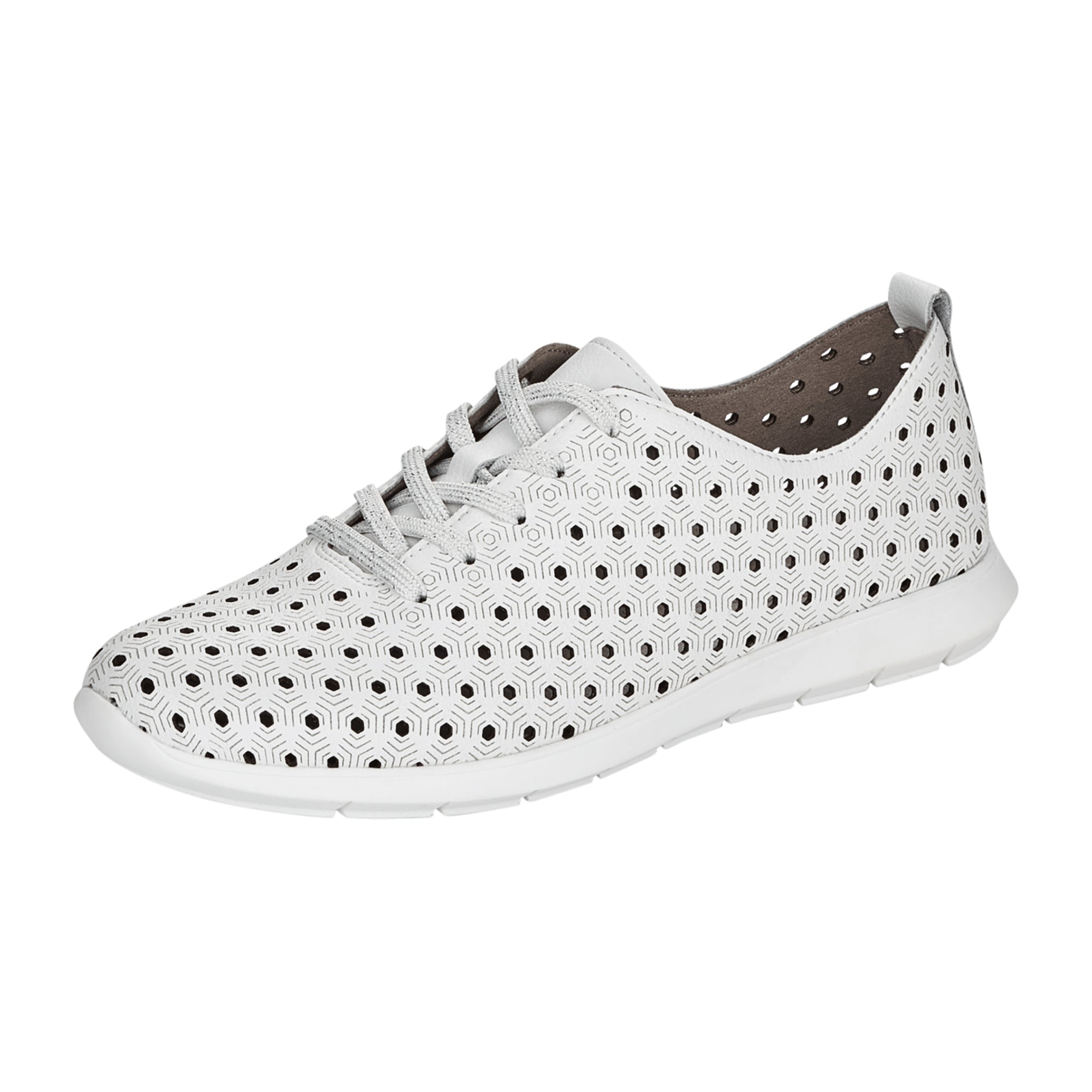 Remonte R7101-80 Women's White Leather Lace-Up Shoes with Breathable Lining