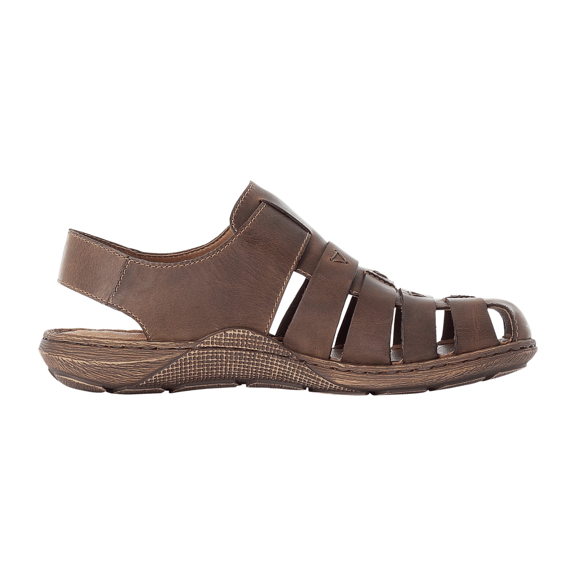 Rieker 22074-26 Brown Suede Sandals with Velcro Strap and Shock Absorbing Sole