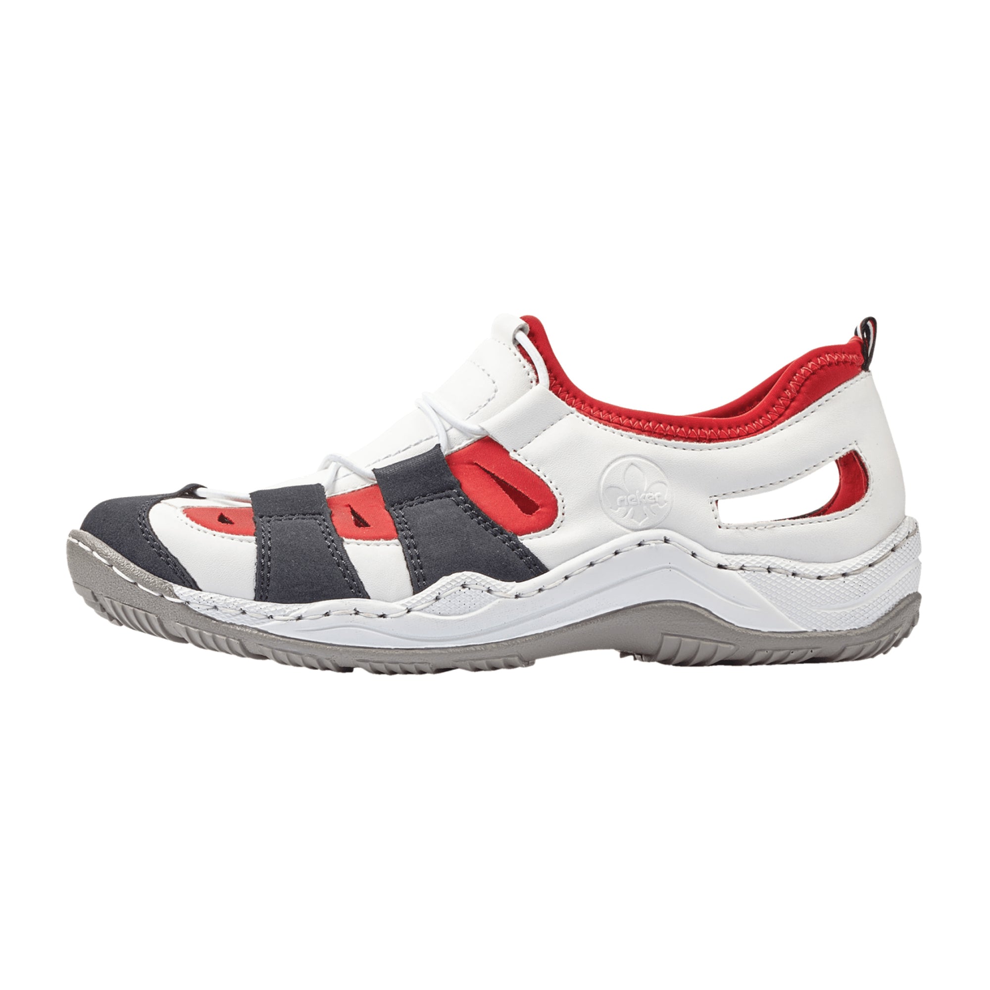 Rieker Women's White Slip-On Shoes with Perforated or Braided Design