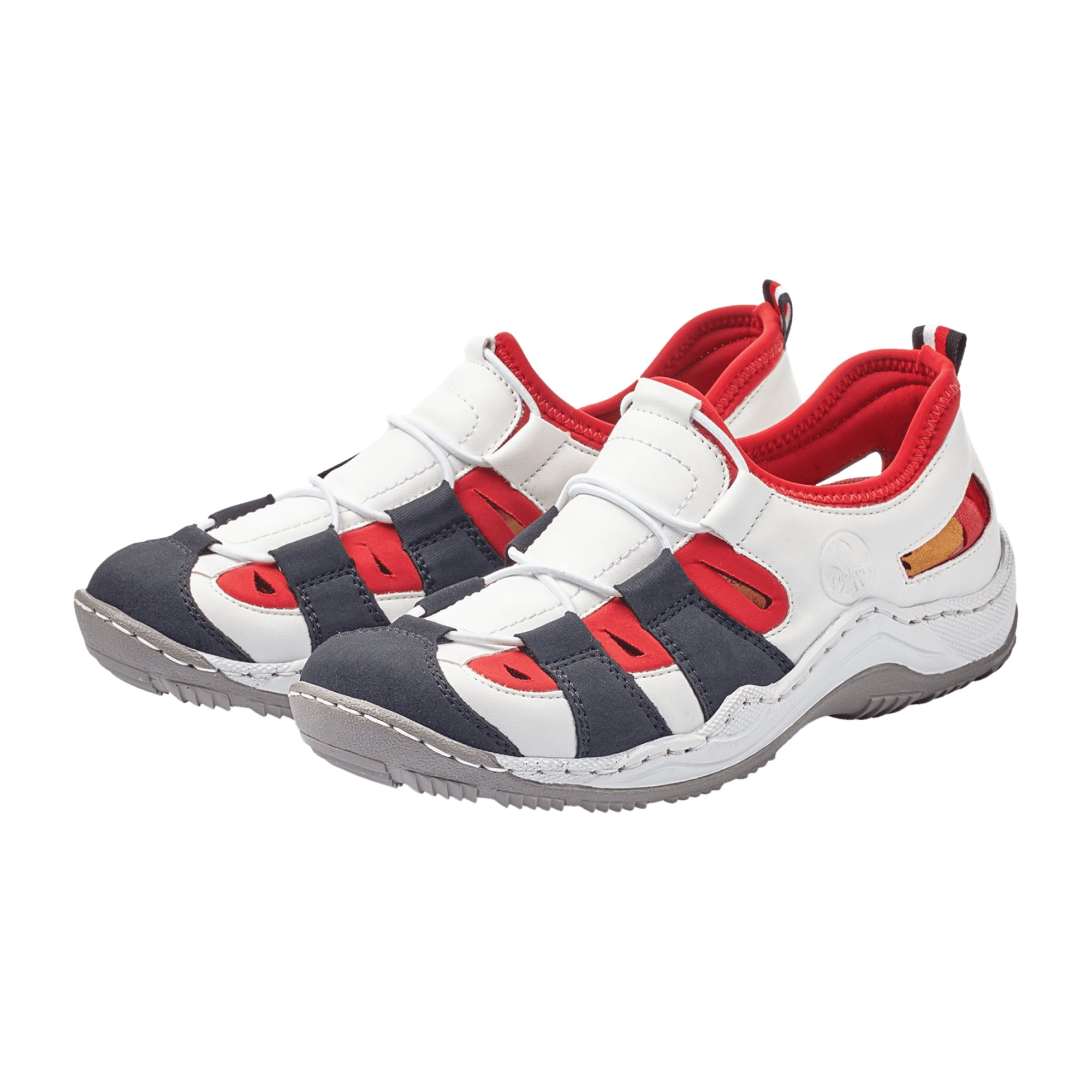 Rieker Women's White Slip-On Shoes with Perforated or Braided Design