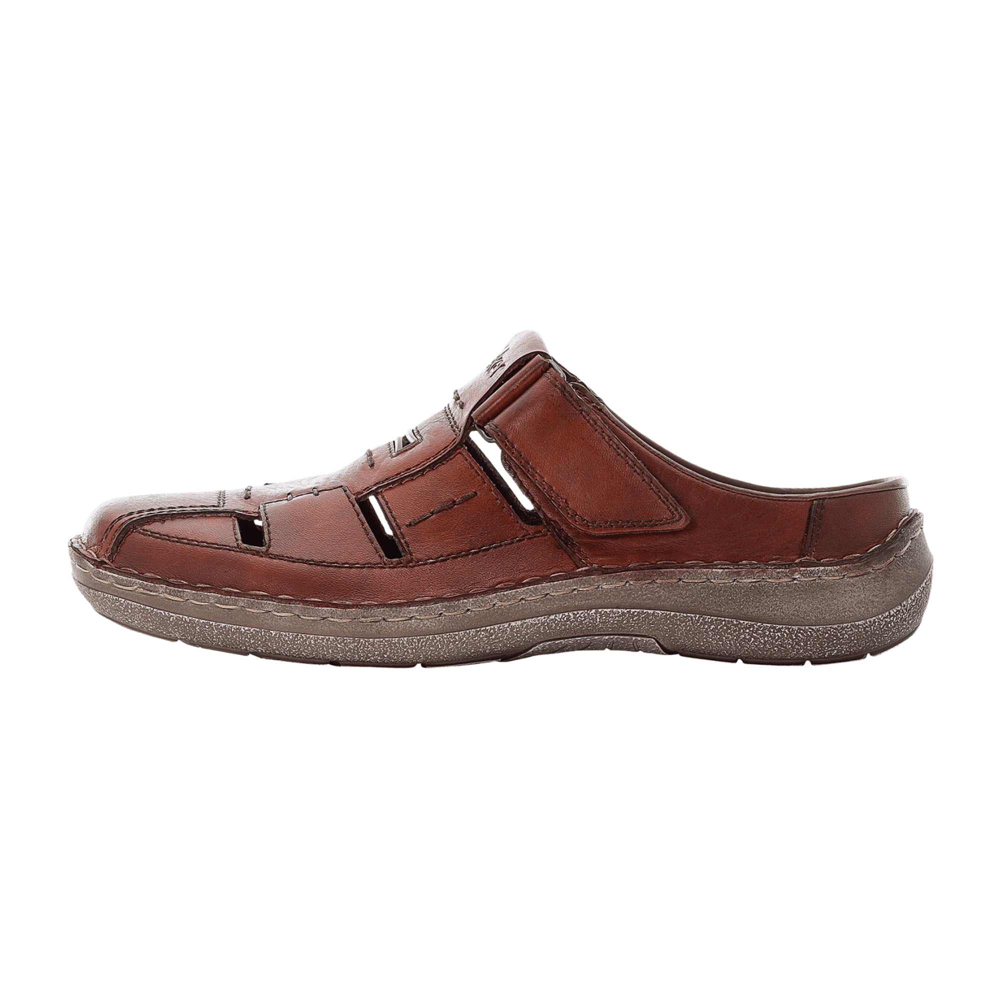 Rieker Comfortable Brown Men's Sandals with Hook and Loop Fastener Leather Sole