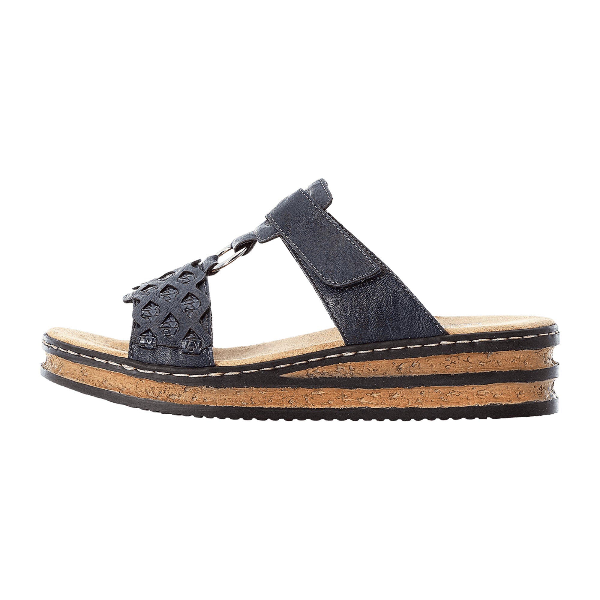 Rieker Women's Blue Sandals 629K9-14 Comfortable Slip-On with Velcro Strap