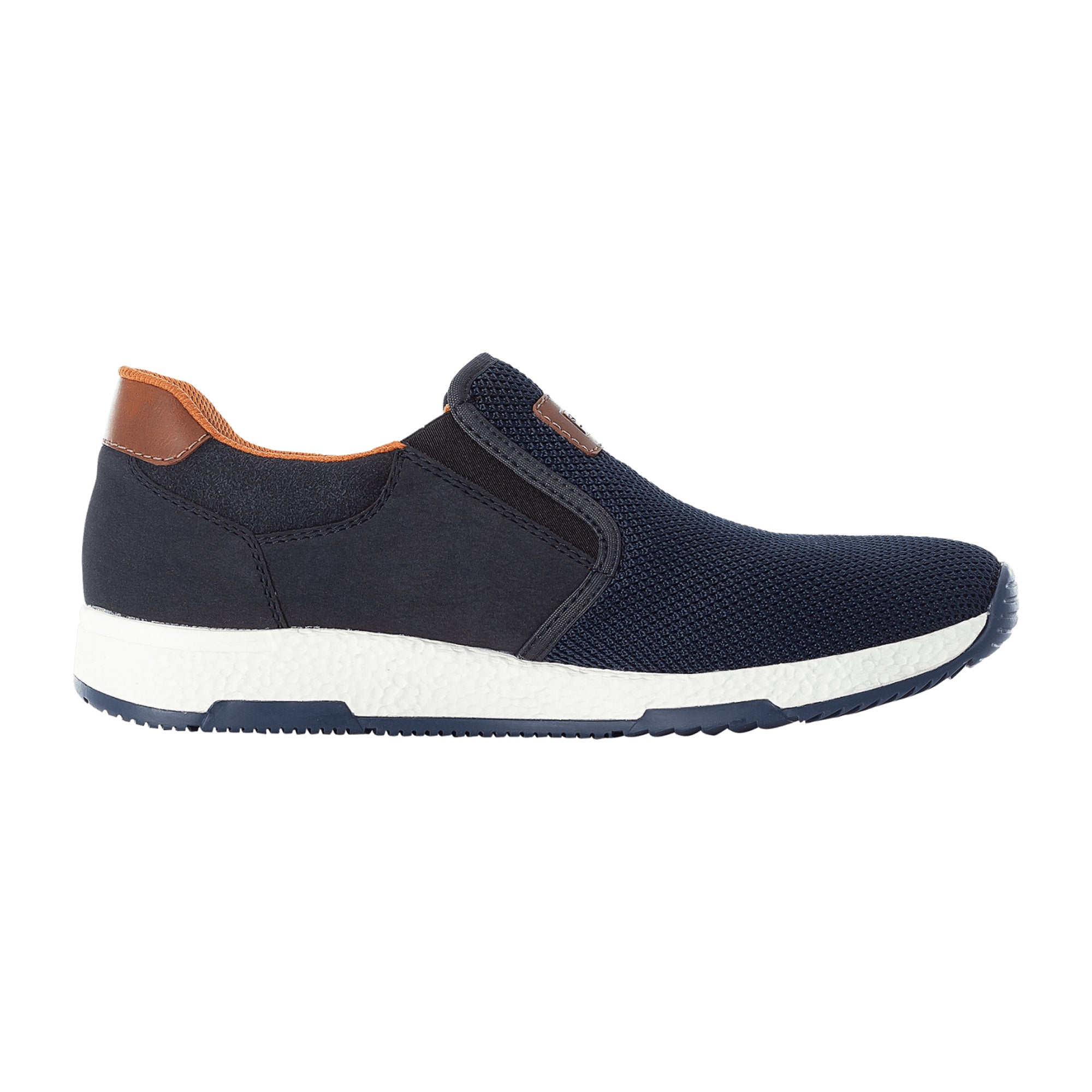 Rieker Men's Blue Slip-On Shoes Comfortable Casual Loafers with Elastic Inserts