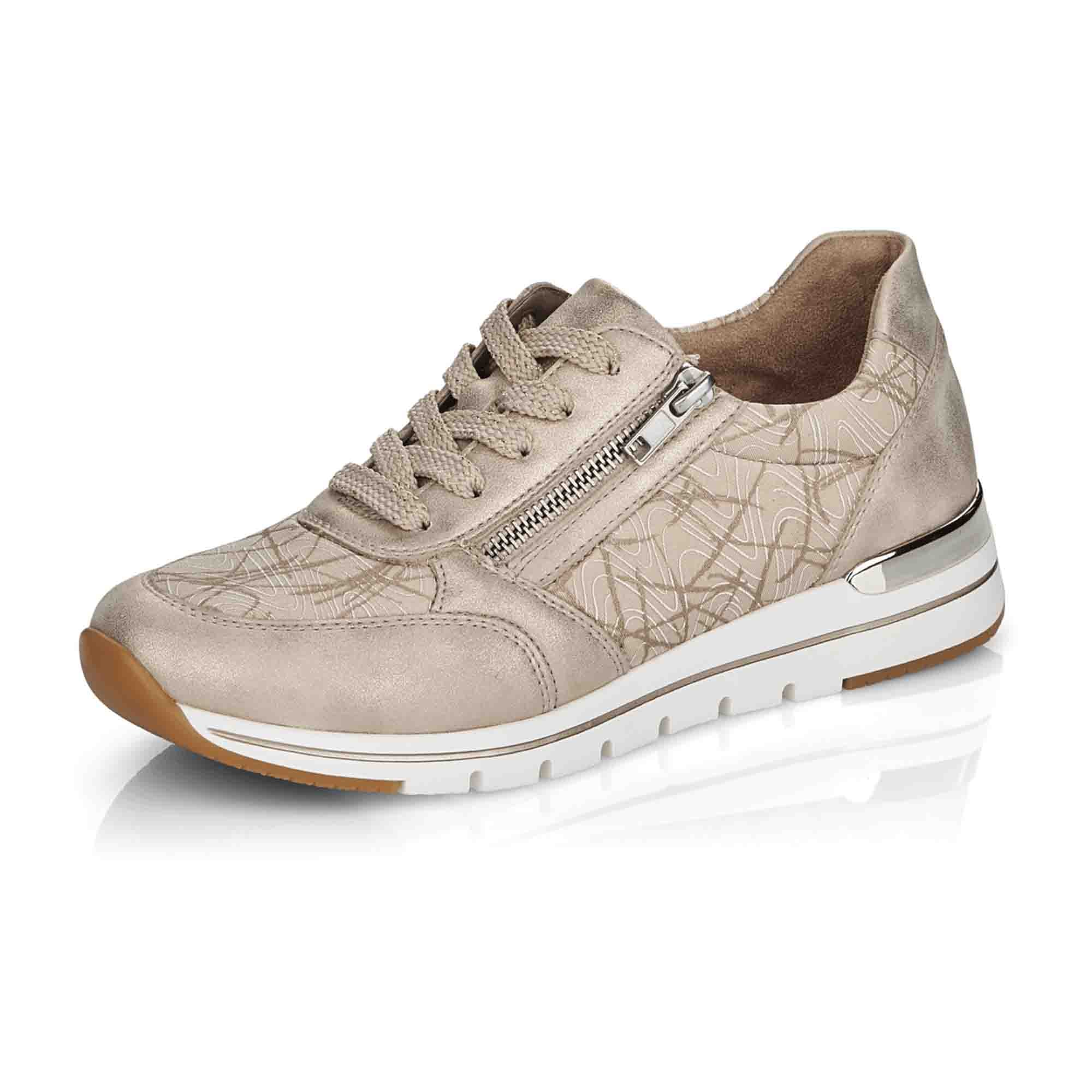 Remonte Women's Gold Sneakers with Skech-Knit Mesh and Memory Foam Insole