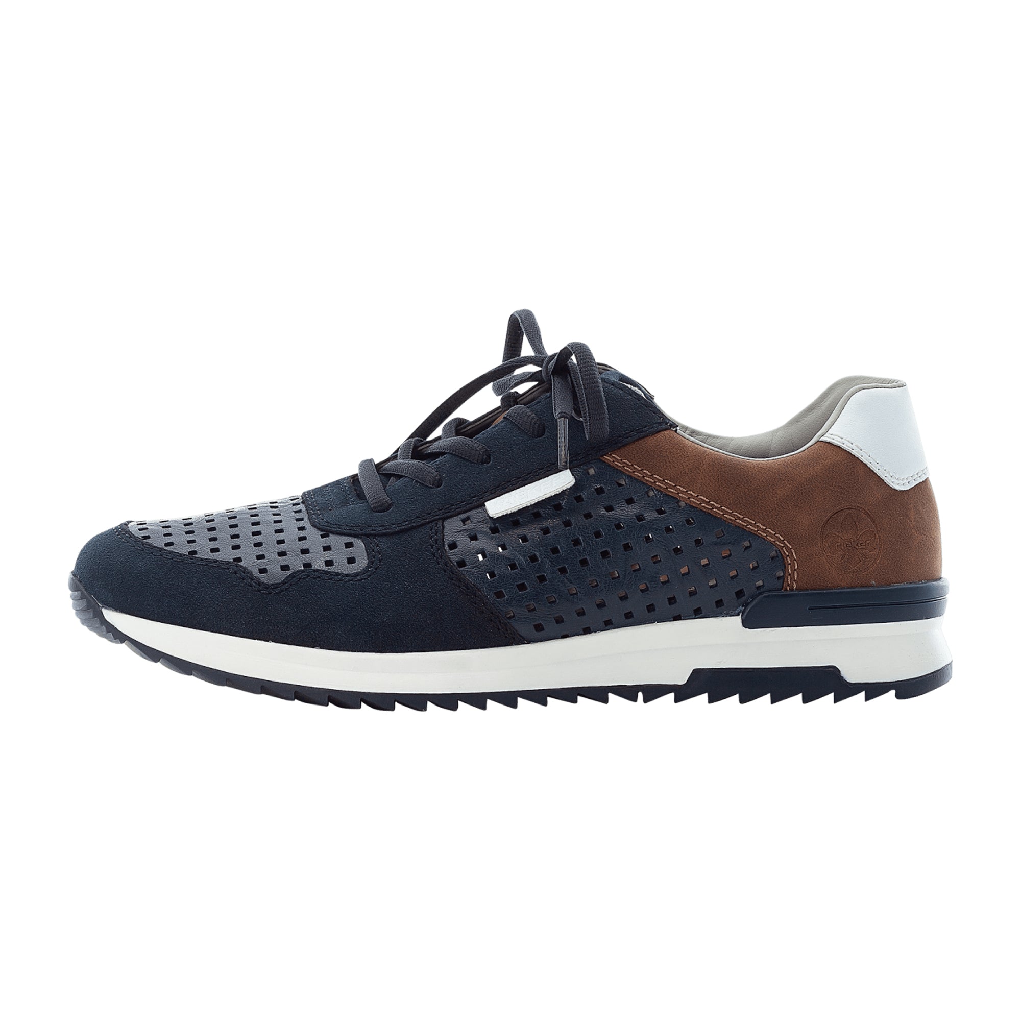 Rieker Men's Blue Lace-Up Sneakers Nubuck Leather Comfortable Flexible Sole