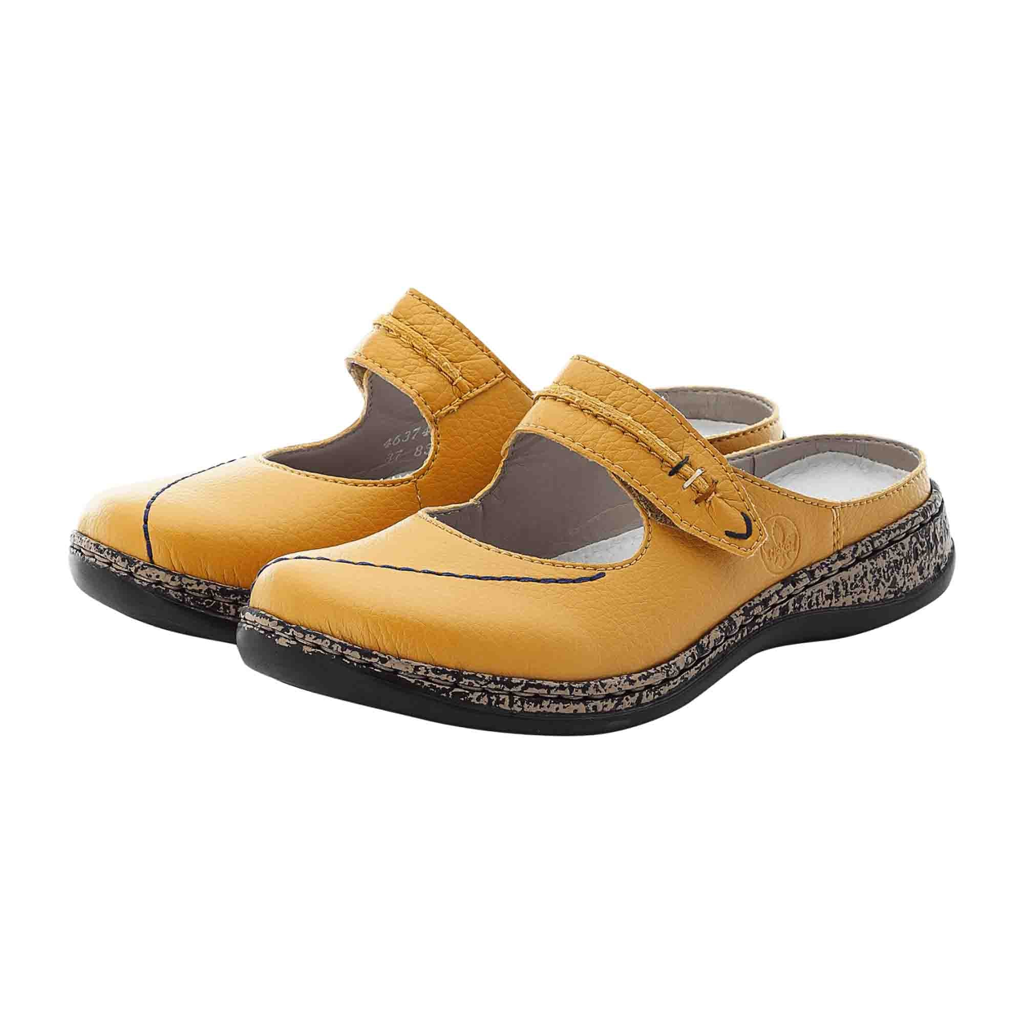 Rieker Yellow Women's Clogs Comfortable Synthetic Leather Slip-On Shoes