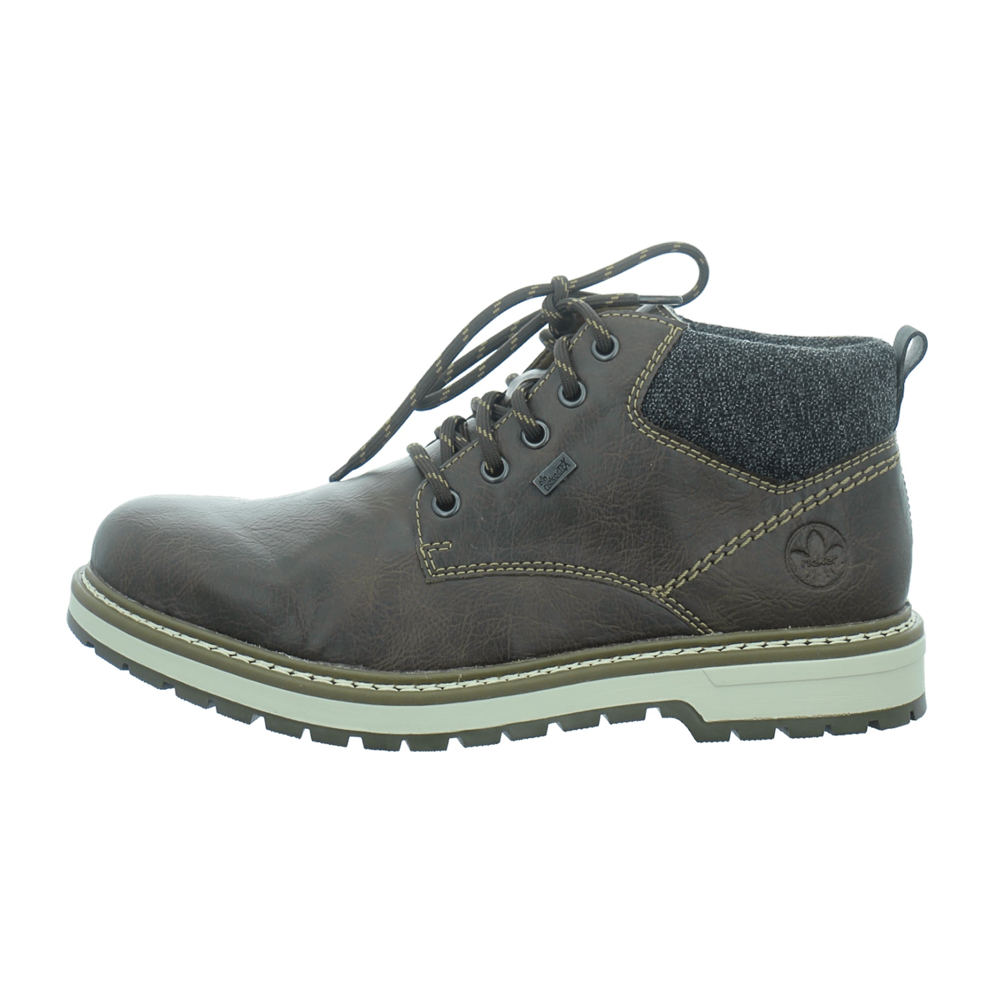 Rieker Men's Black Lace-Up Boots Warm Lined Ankle Height Synthetic Wool
