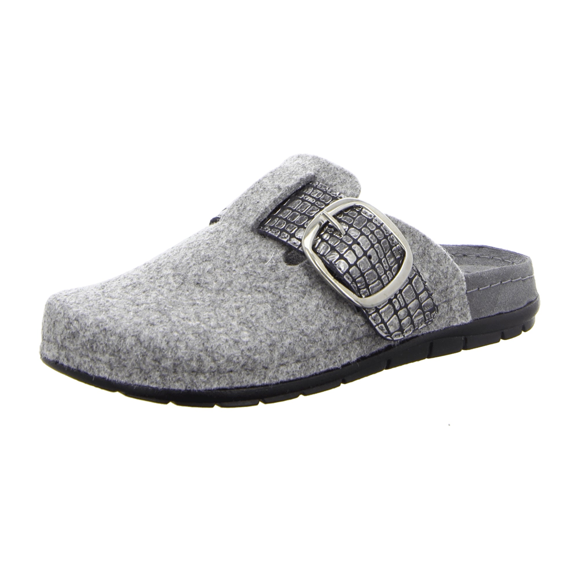 Rohde Women's Grey Felt Slippers with Buckle for Fall/Winter