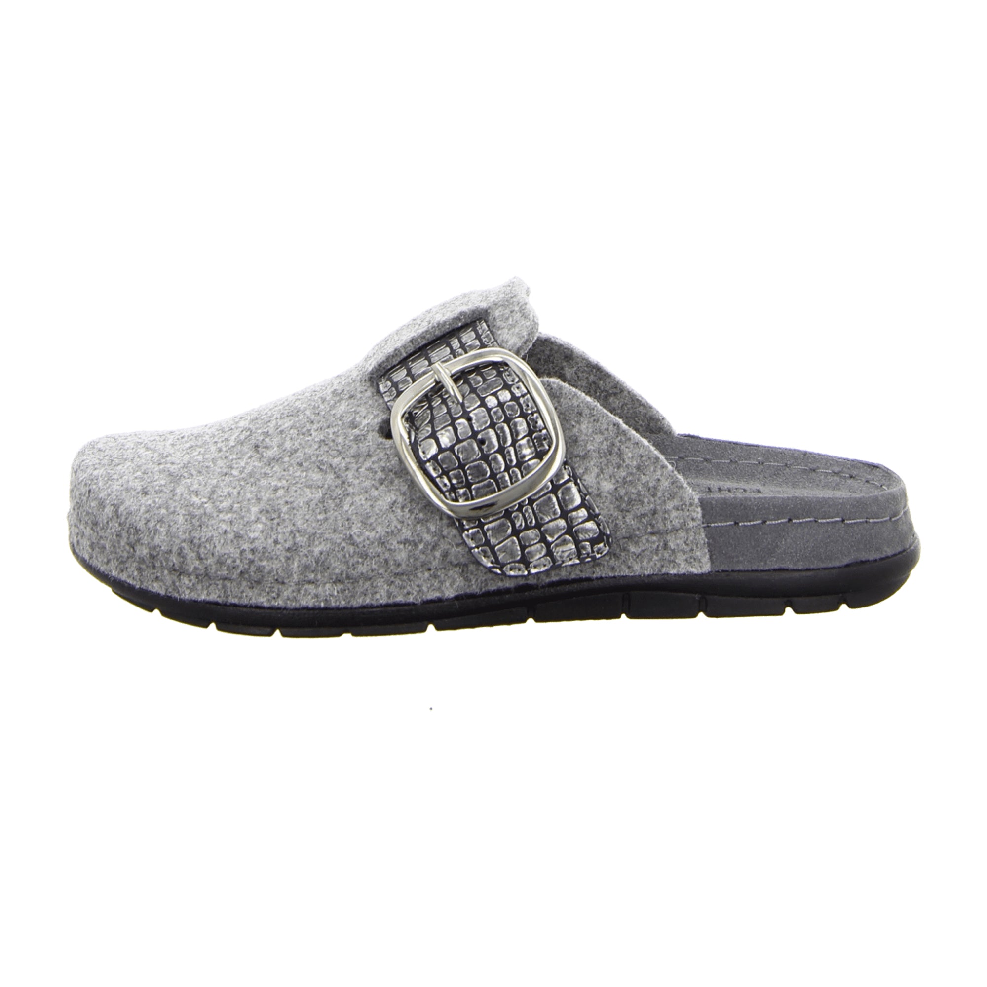 Rohde Women's Grey Felt Slippers with Buckle for Fall/Winter