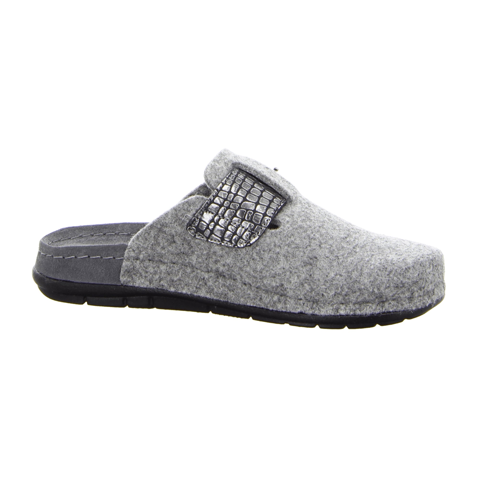 Rohde Women's Grey Felt Slippers with Buckle for Fall/Winter