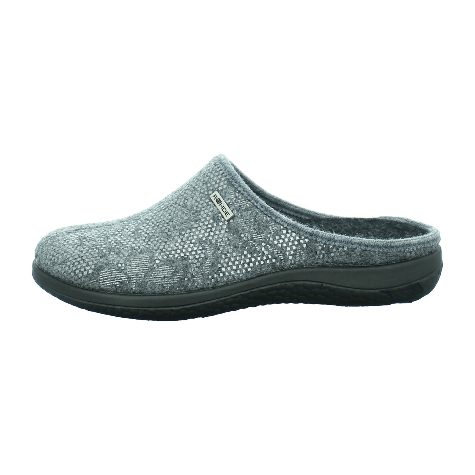 Rohde Women's House Shoes Gray Slip-On Textile Rubber Sole Removable Insole