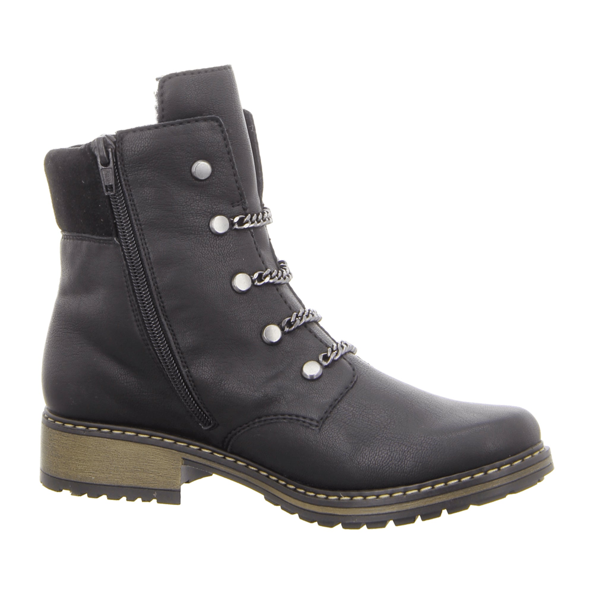 Rieker HWK Women's Black Boots, Model Z687200, Synthetic Leather, Winter Shoes