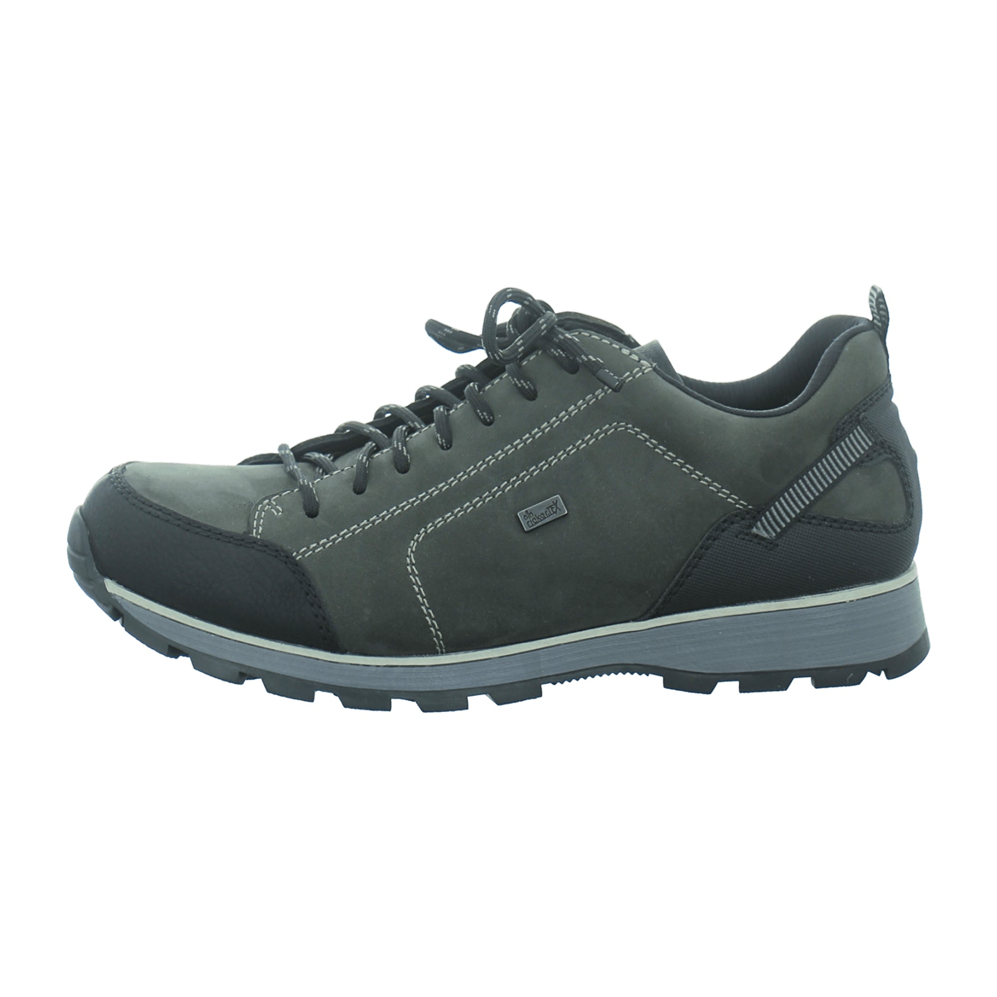 Rieker Men's Grey Lace-Up Shoes Nubuck Leather Comfortable Casual Footwear