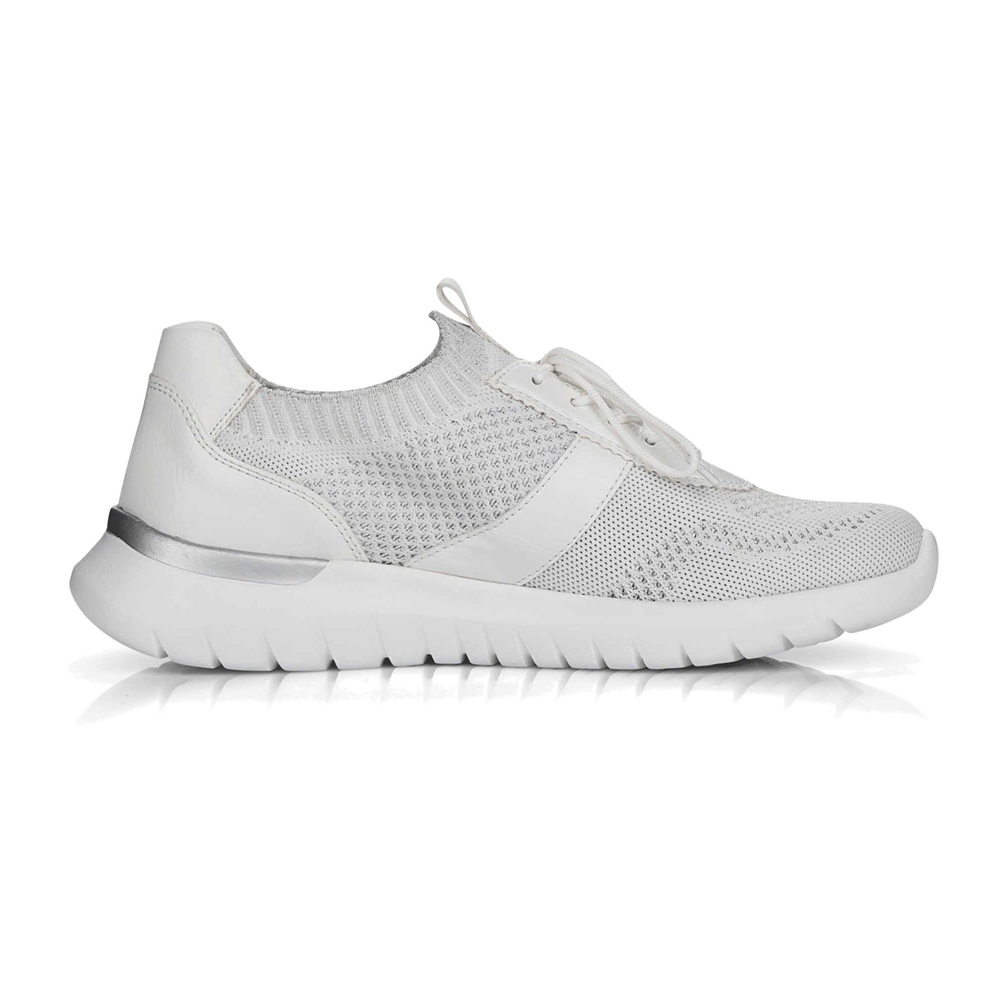 Remonte Women's White Sneakers R5701-80 Synthetic Lace-Up Flat Casual Shoes