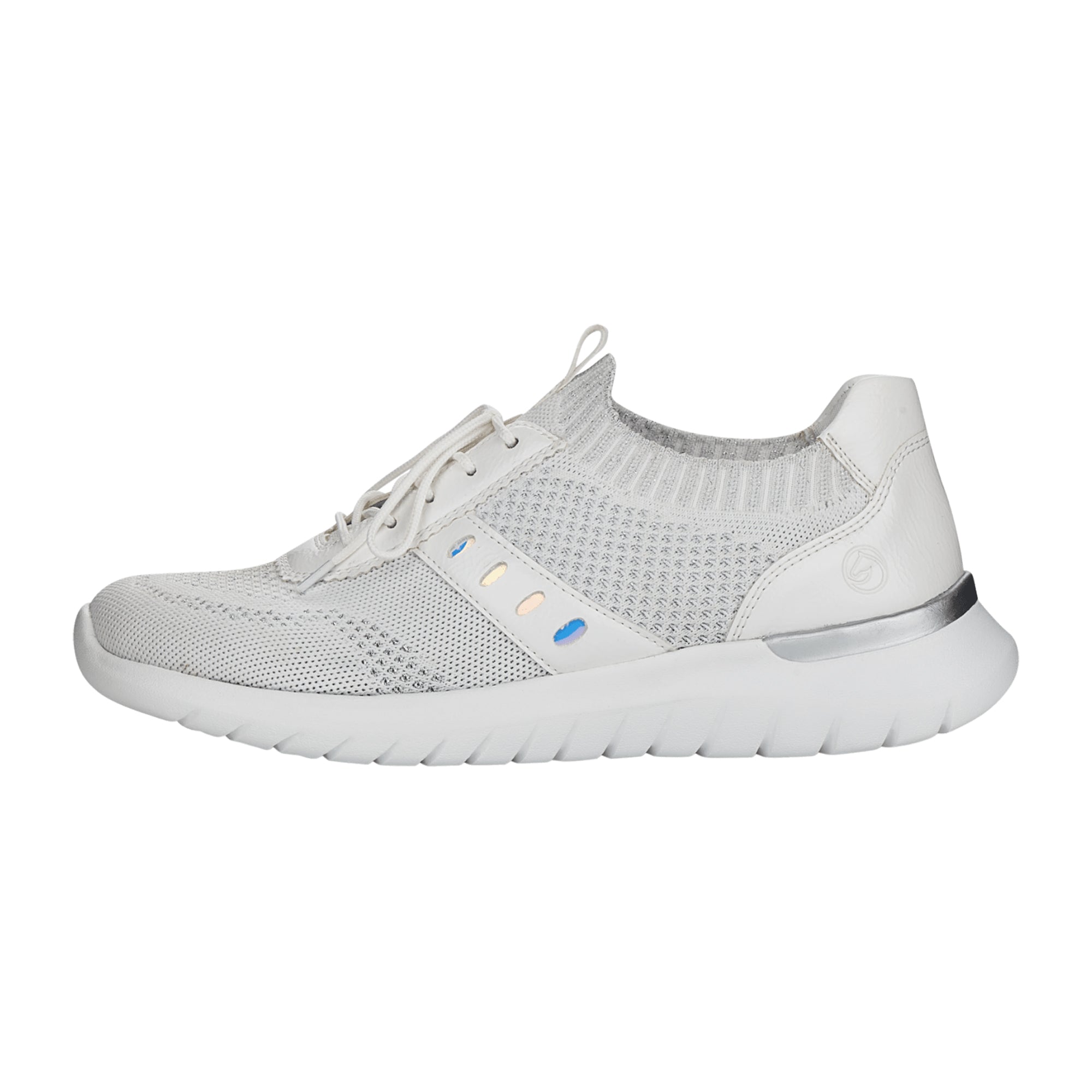 Remonte Women's White Sneakers R5701-80 Synthetic Lace-Up Flat Casual Shoes