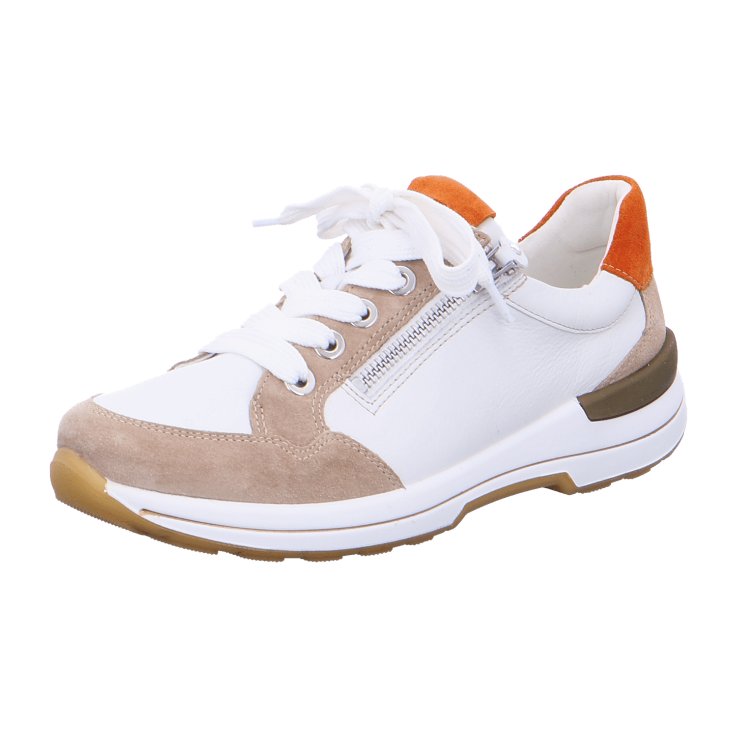 ARA 24510-09 Women's Sneakers in White Nubuck Leather with Lace-Up Closure and Round Toe