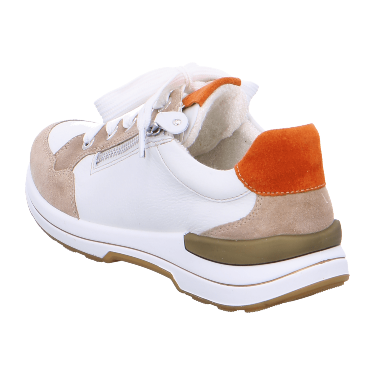 ARA 24510-09 Women's Sneakers in White Nubuck Leather with Lace-Up Closure and Round Toe