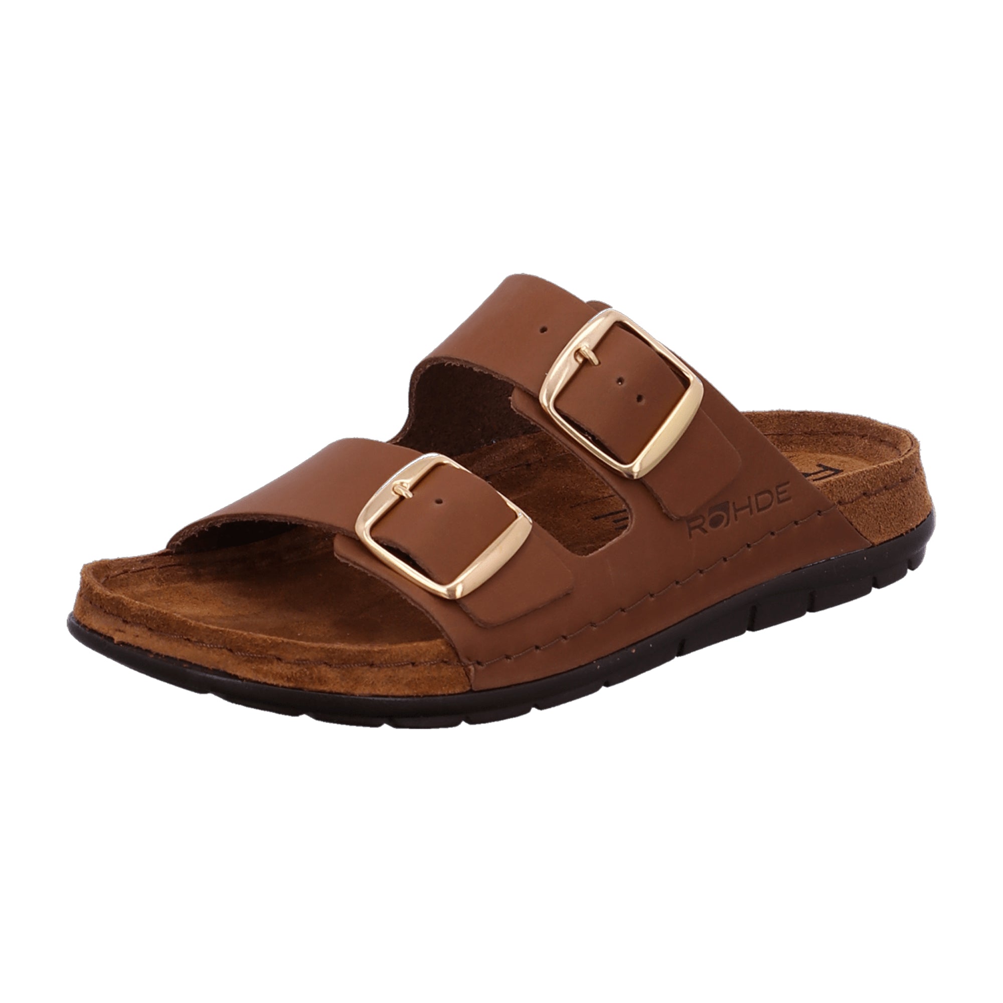 Rohde Women's Brown Leather Open-Toe Slip-On Sandals for Spring/Summer