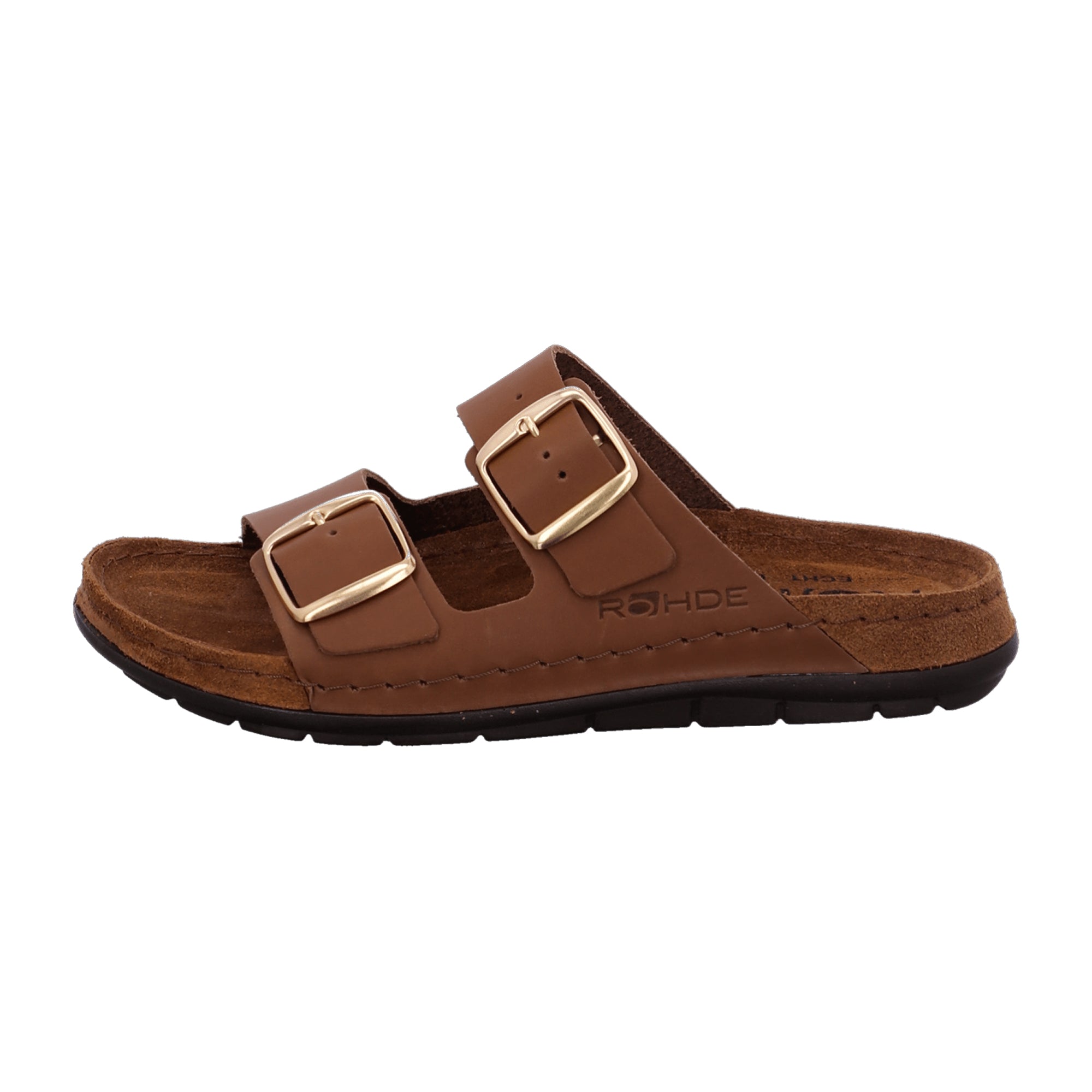 Rohde Women's Brown Leather Open-Toe Slip-On Sandals for Spring/Summer