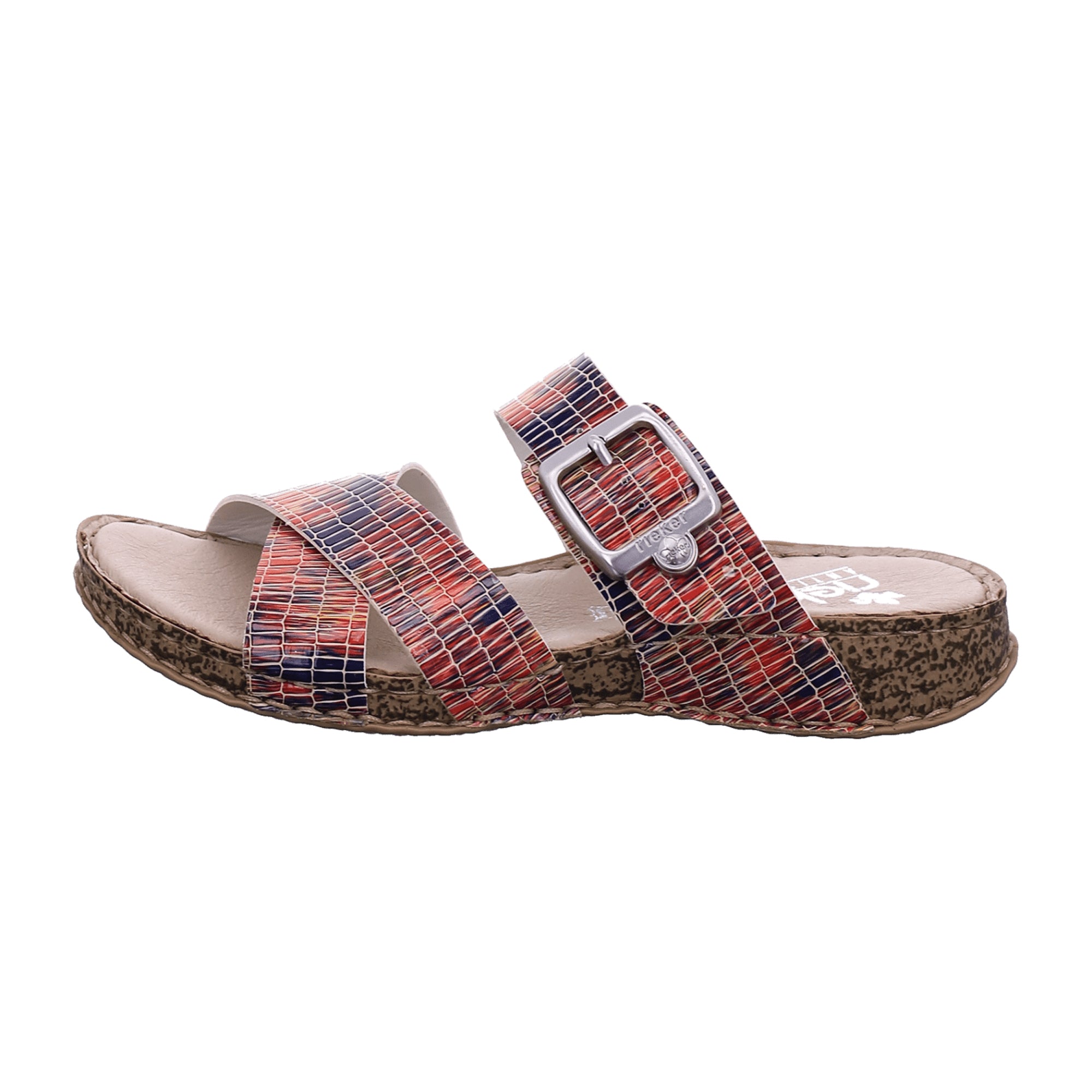Rieker Women's Colorful Slip-On Sandals with Adjustable Strap and 30mm Heel
