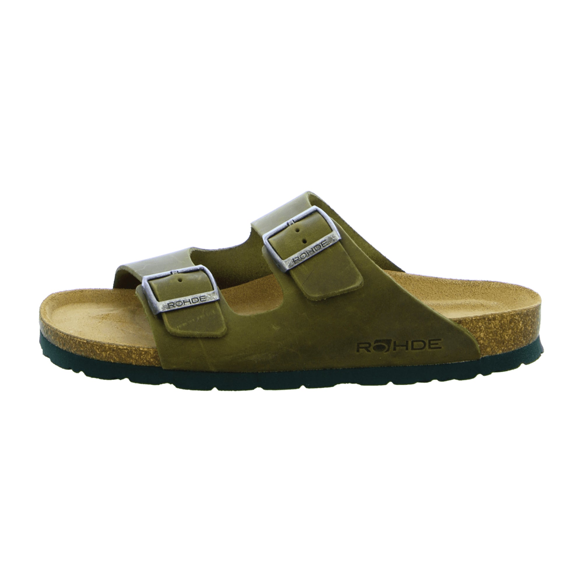 Rohde Grado Men's Sandals Olive Leather Open Toe Adjustable Buckle