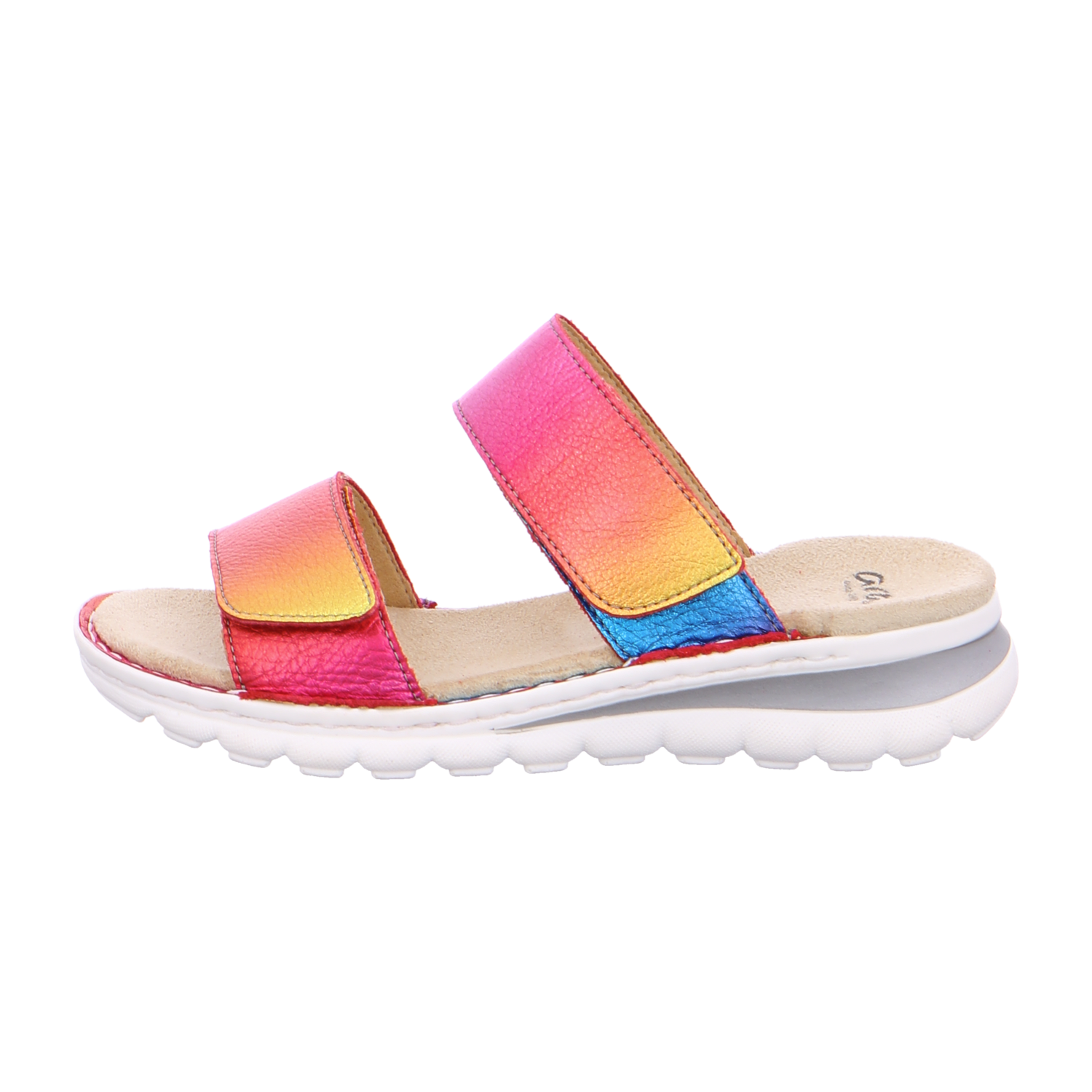 ARA TAMPA Women's Leather Slip-On Mules with Hook-and-Loop Closure Open Toe Colorful