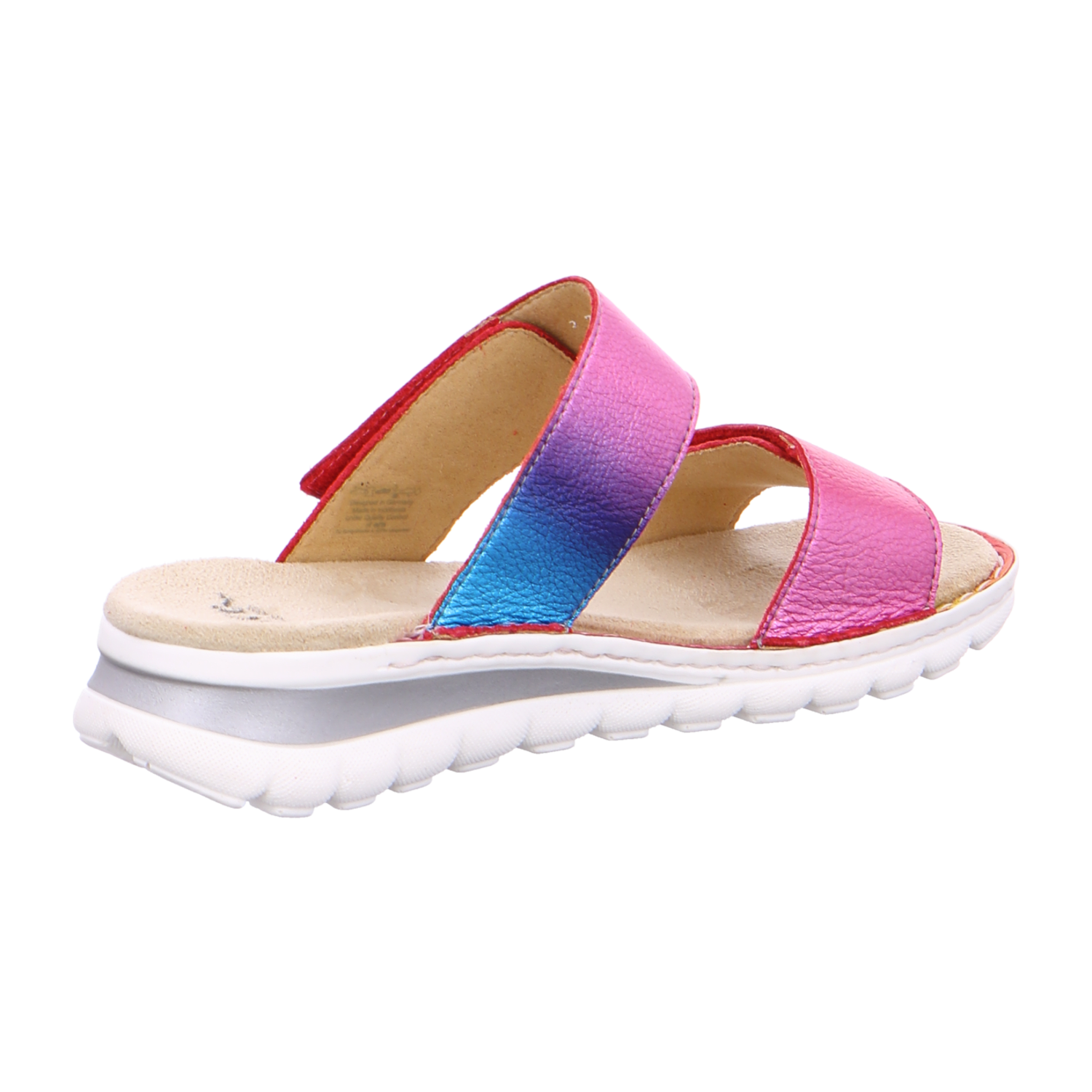 ARA TAMPA Women's Leather Slip-On Mules with Hook-and-Loop Closure Open Toe Colorful