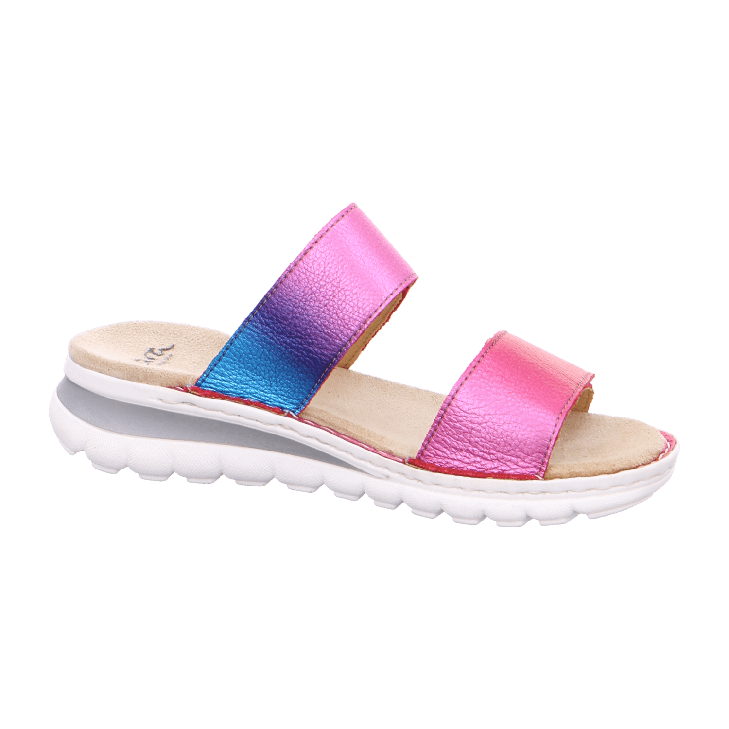 ARA TAMPA Women's Leather Slip-On Mules with Hook-and-Loop Closure Open Toe Colorful