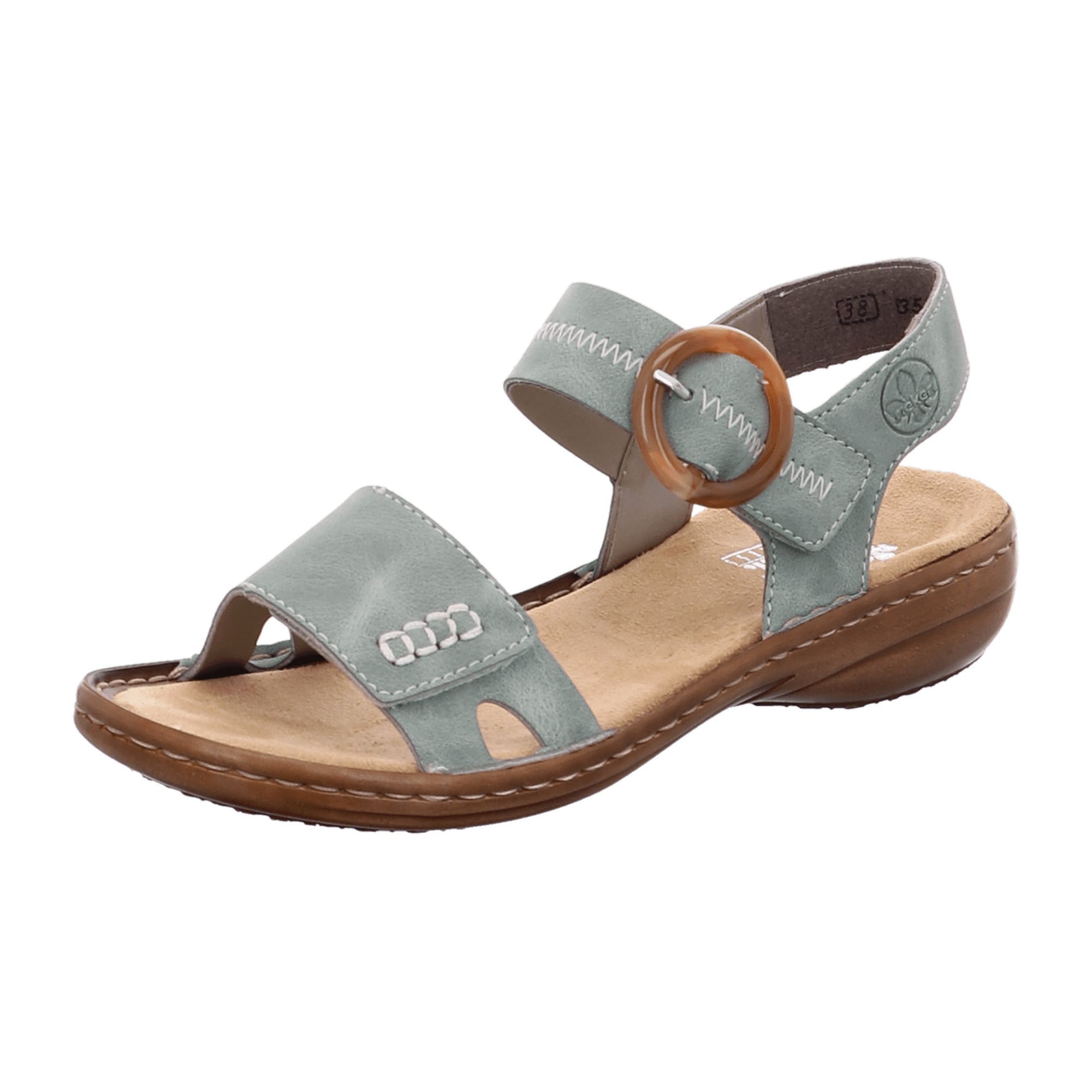 Rieker Women's Green Sandals 608Z3 Comfortable Mint Strappy Synthetic Leather