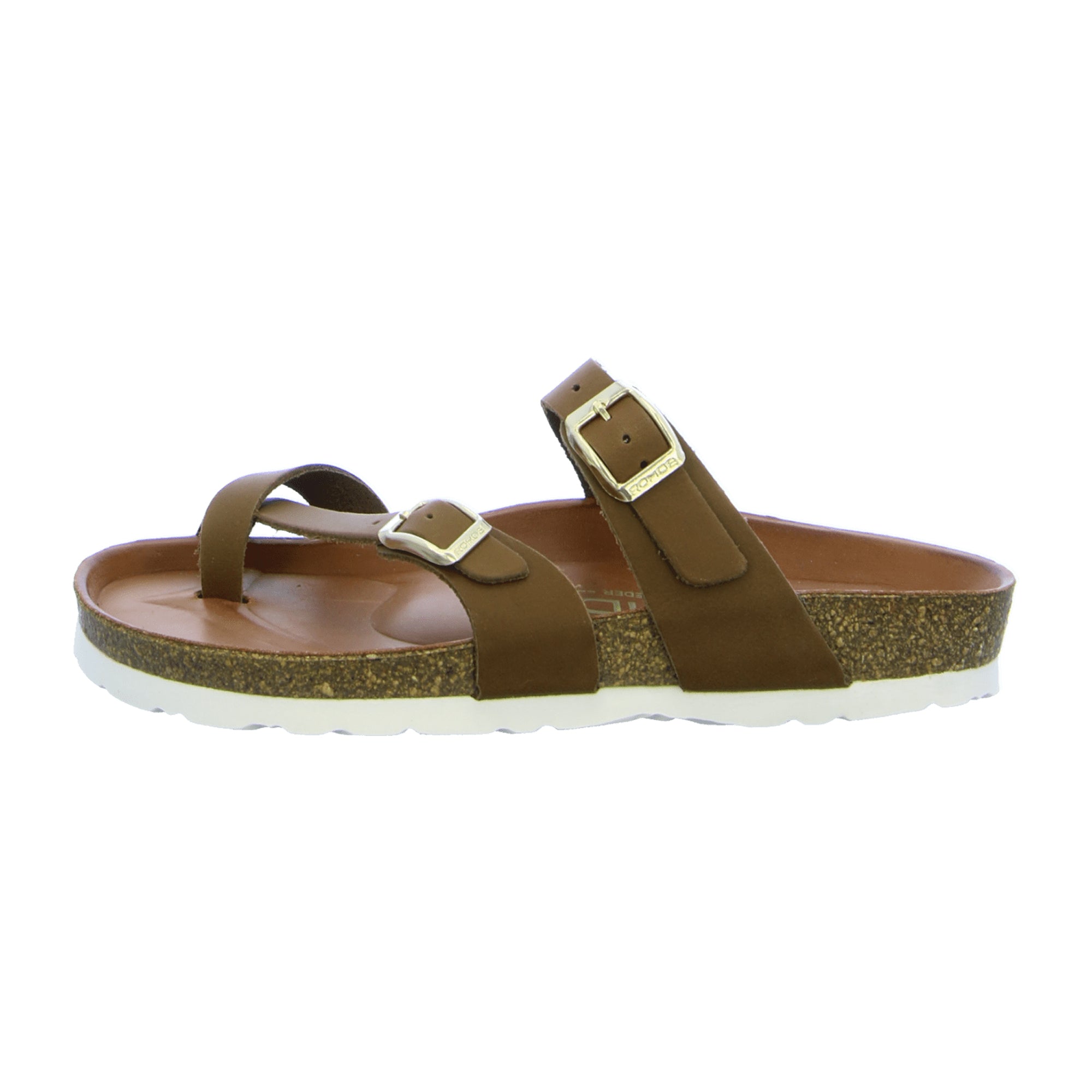 Rohde Alba Brown Leather Sandals for Women with Adjustable Buckles