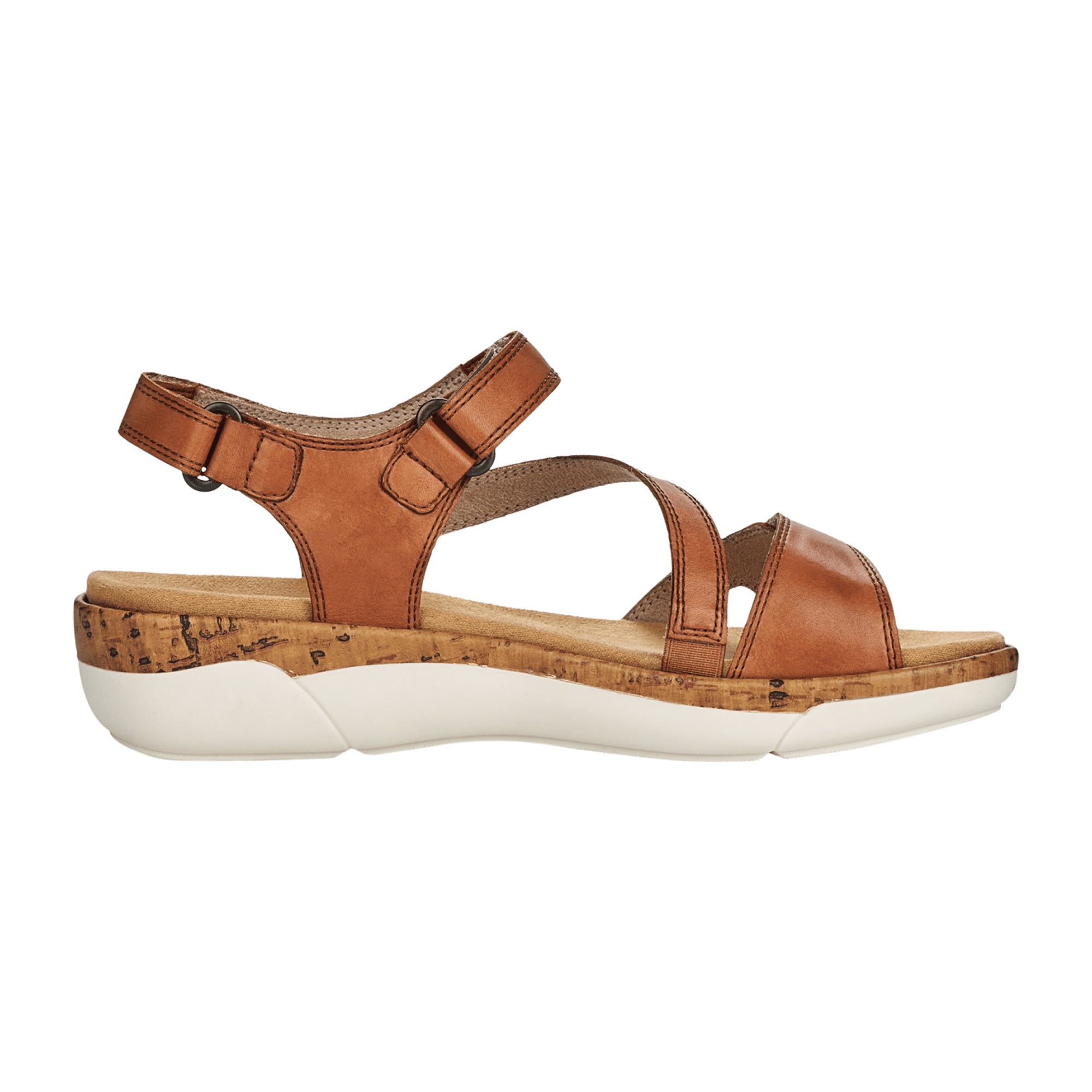 Remonte Women's Brown Leather Sandals with Velcro Strap and Cushioned Insole