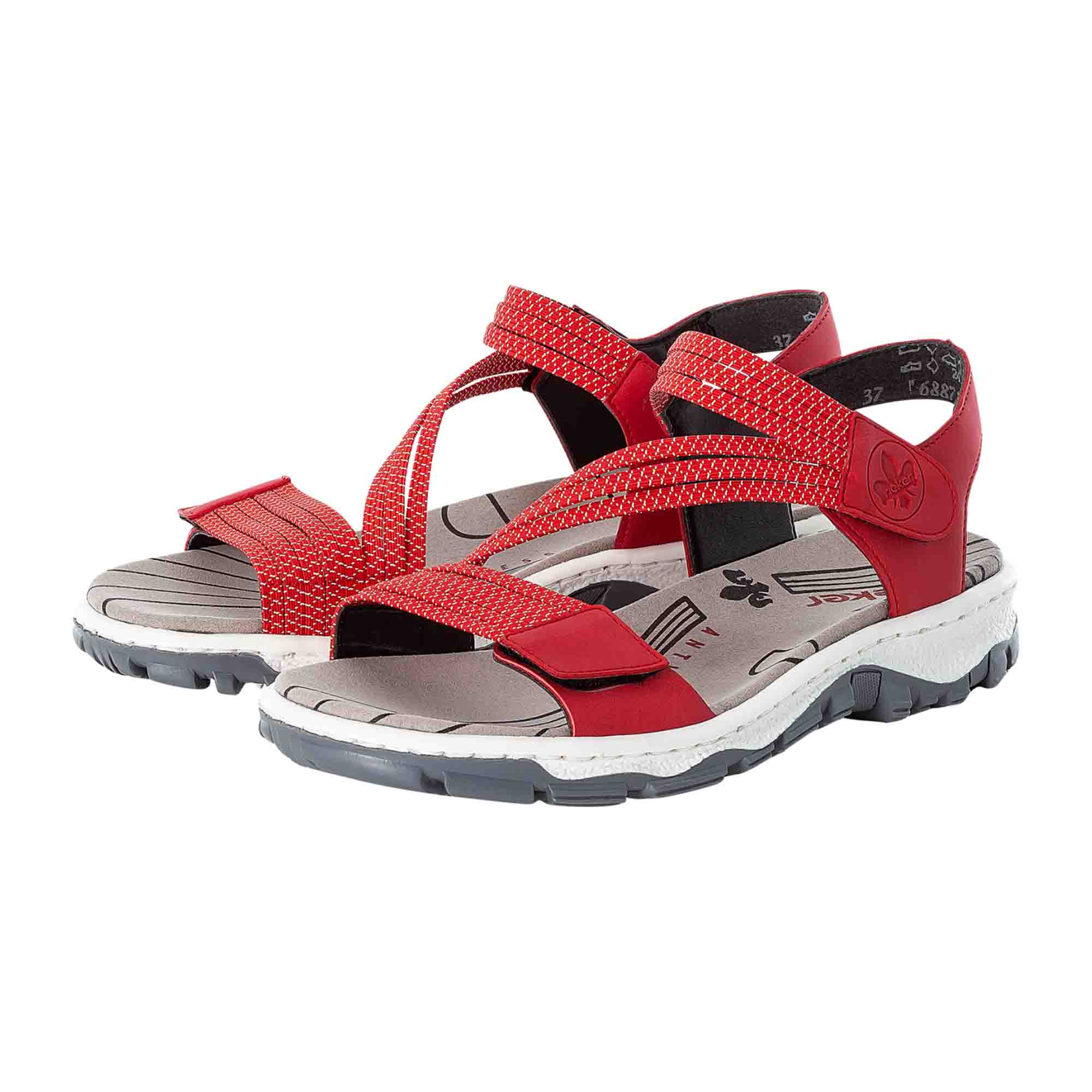 Rieker Women's Red Sandals Comfortable Adjustable Straps Outdoor Footwear