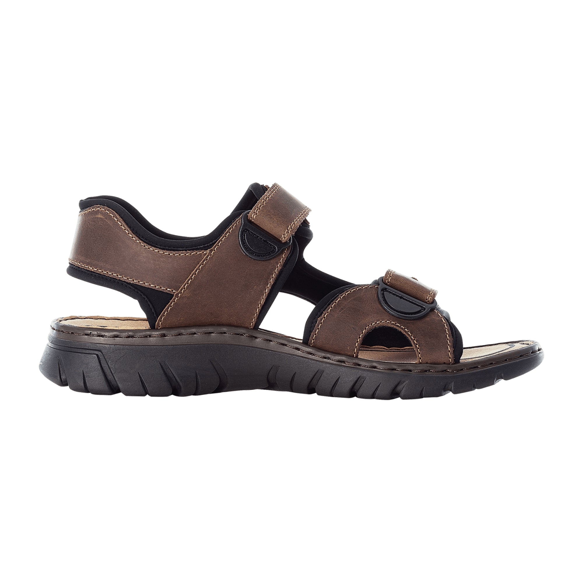 Rieker Brown Sandalette Comfortable Leather Sandals with Velcro Closure