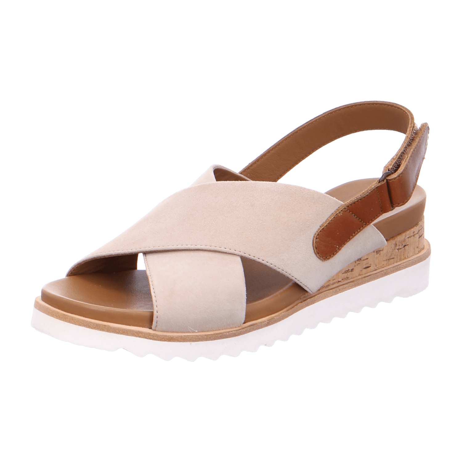 ARA VALENCIA Women's Nubuck Leather Wedge Sandal Slipper in Beige