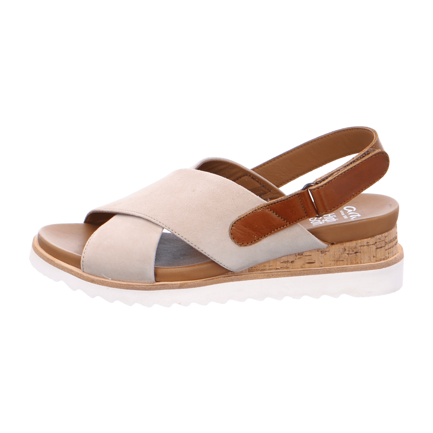 ARA VALENCIA Women's Nubuck Leather Wedge Sandal Slipper in Beige